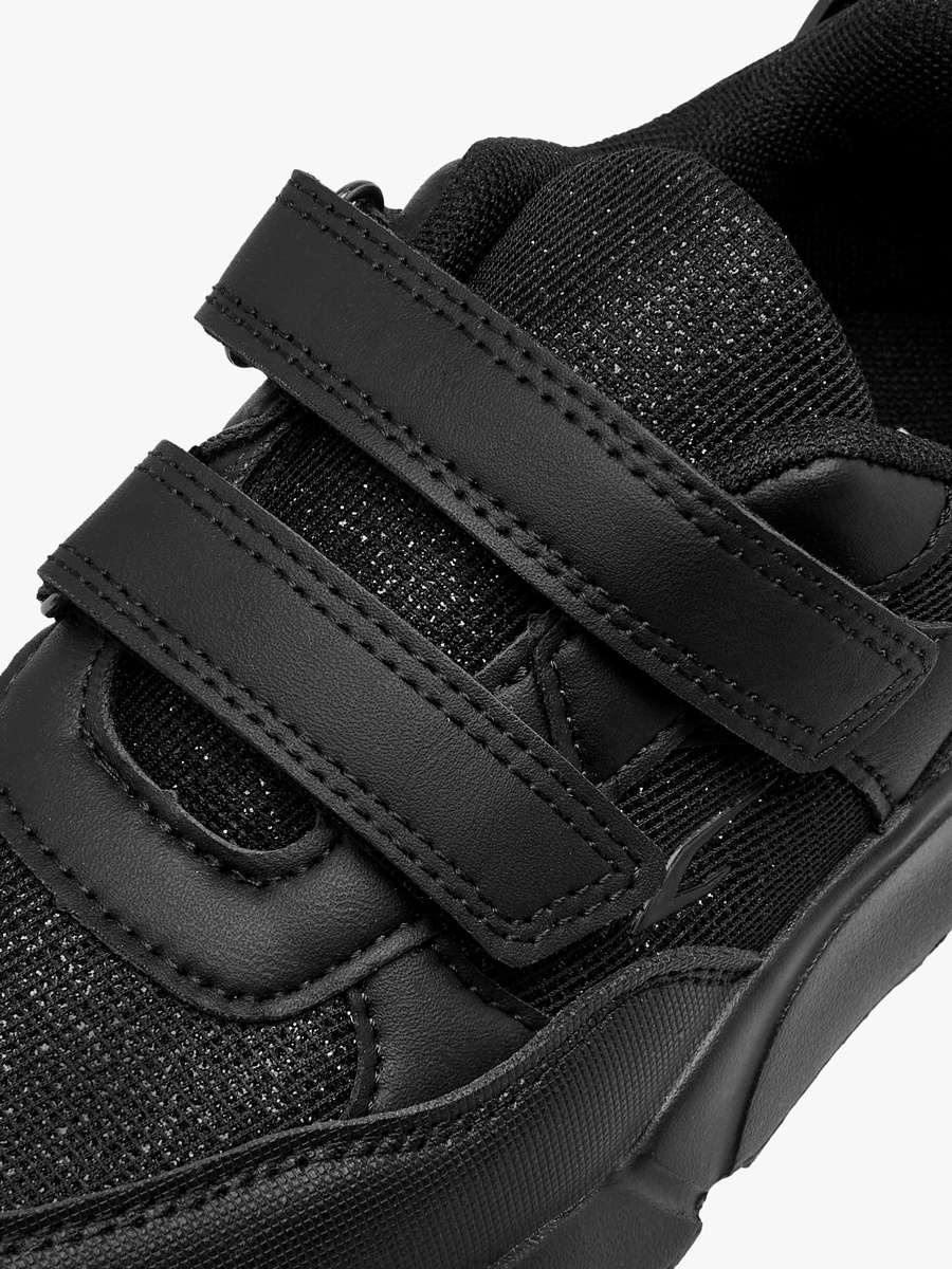 Panelled School Shoes with Hook and Loop Closure