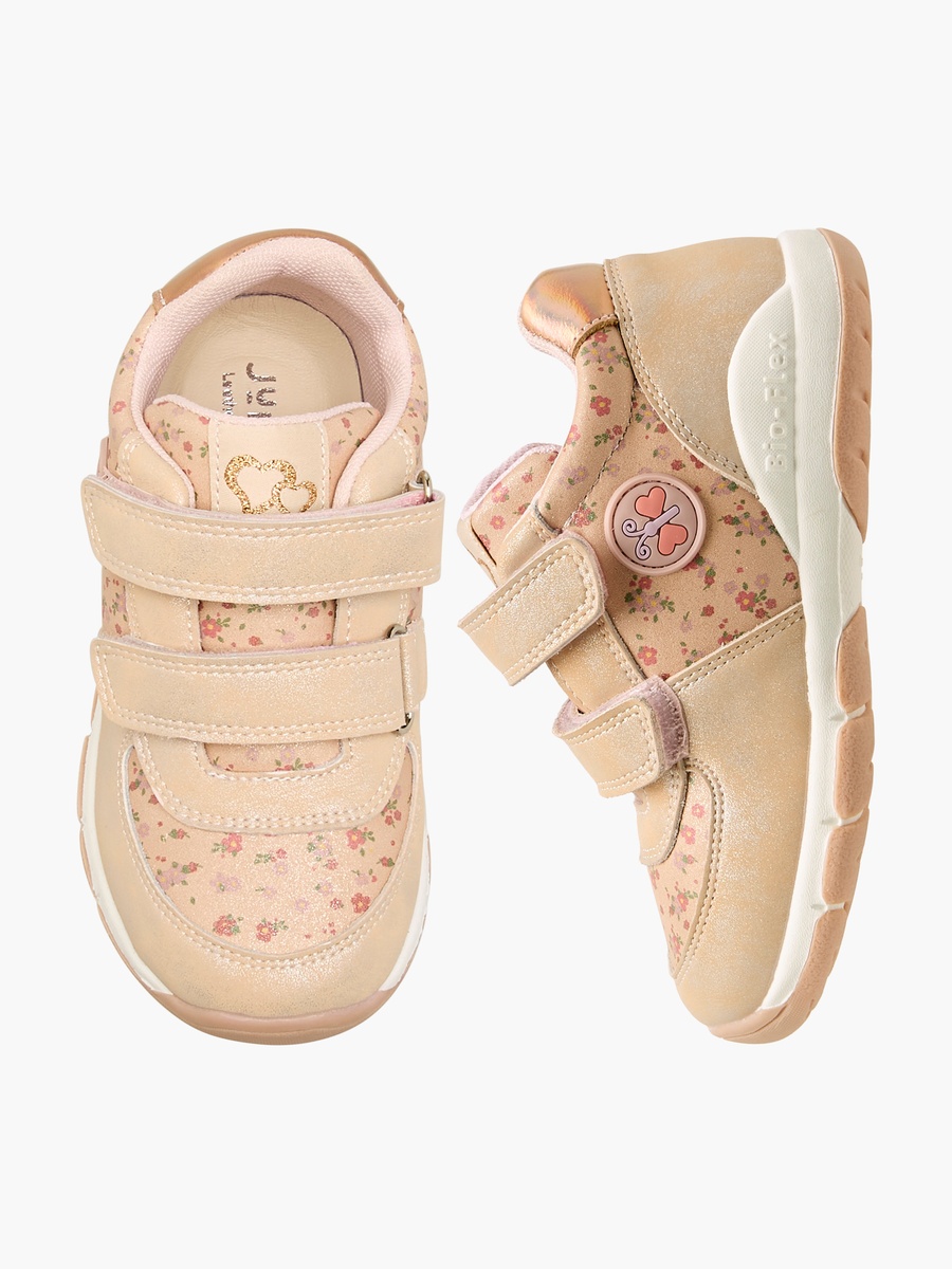 Butterfly Patch Floral Print Sneakers with Hook and Loop Closure