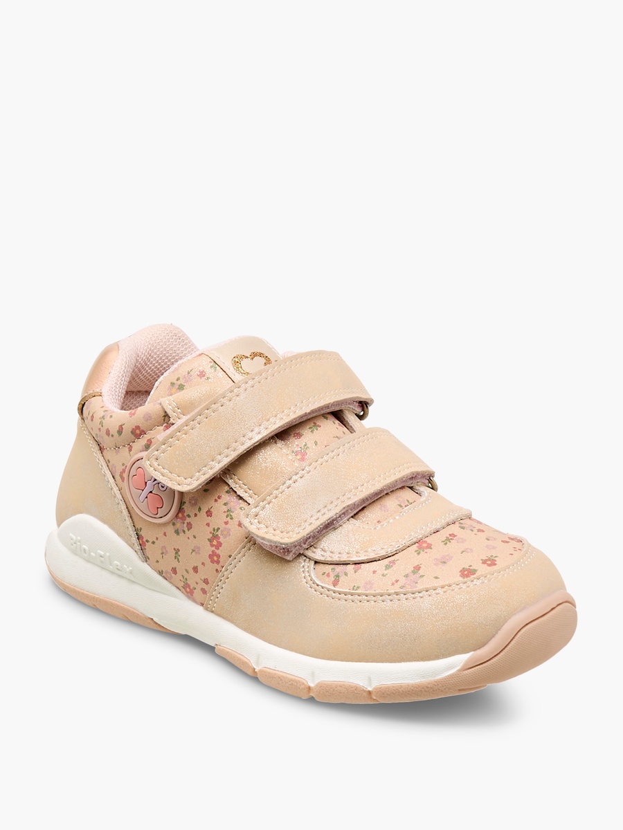 Butterfly Patch Floral Print Sneakers with Hook and Loop Closure