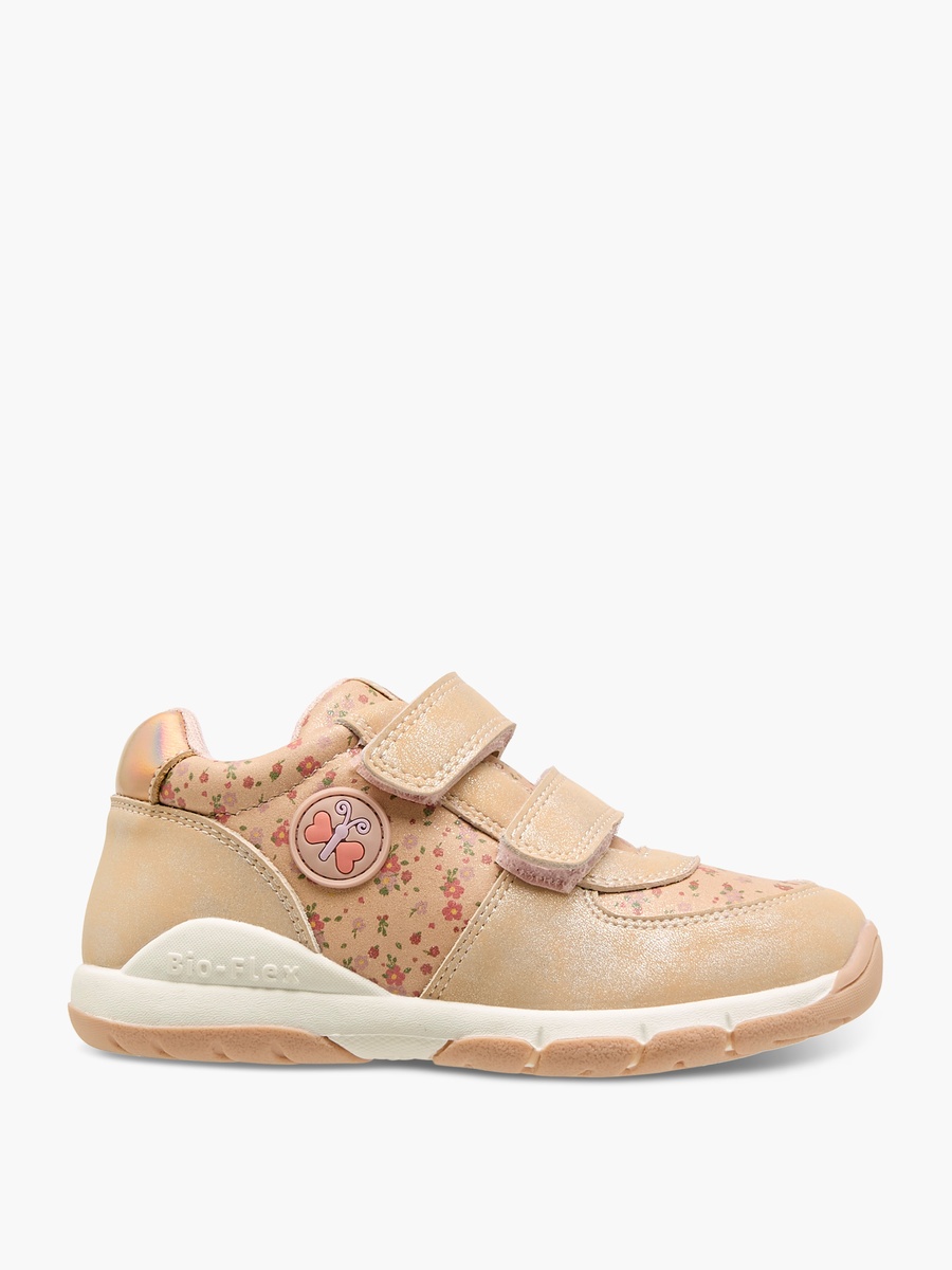 Butterfly Patch Floral Print Sneakers with Hook and Loop Closure