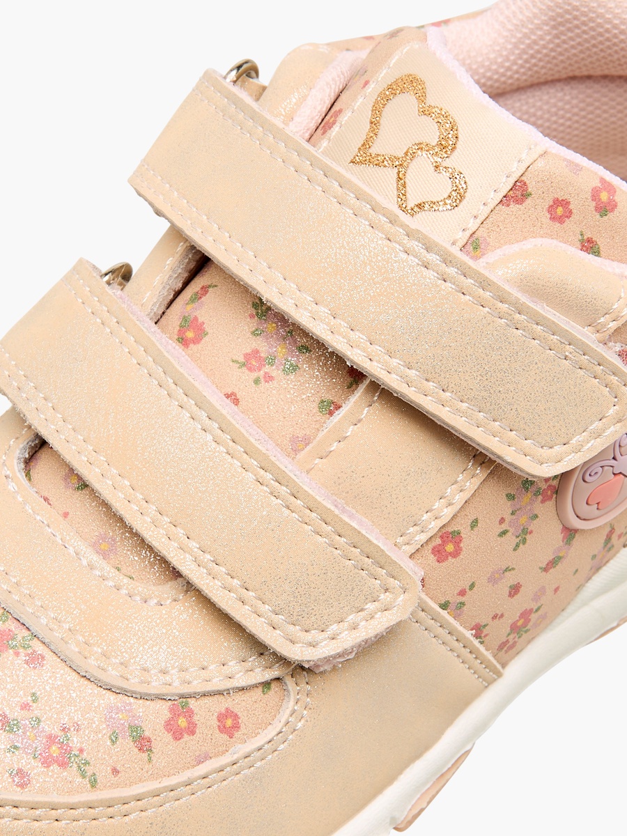 Butterfly Patch Floral Print Sneakers with Hook and Loop Closure