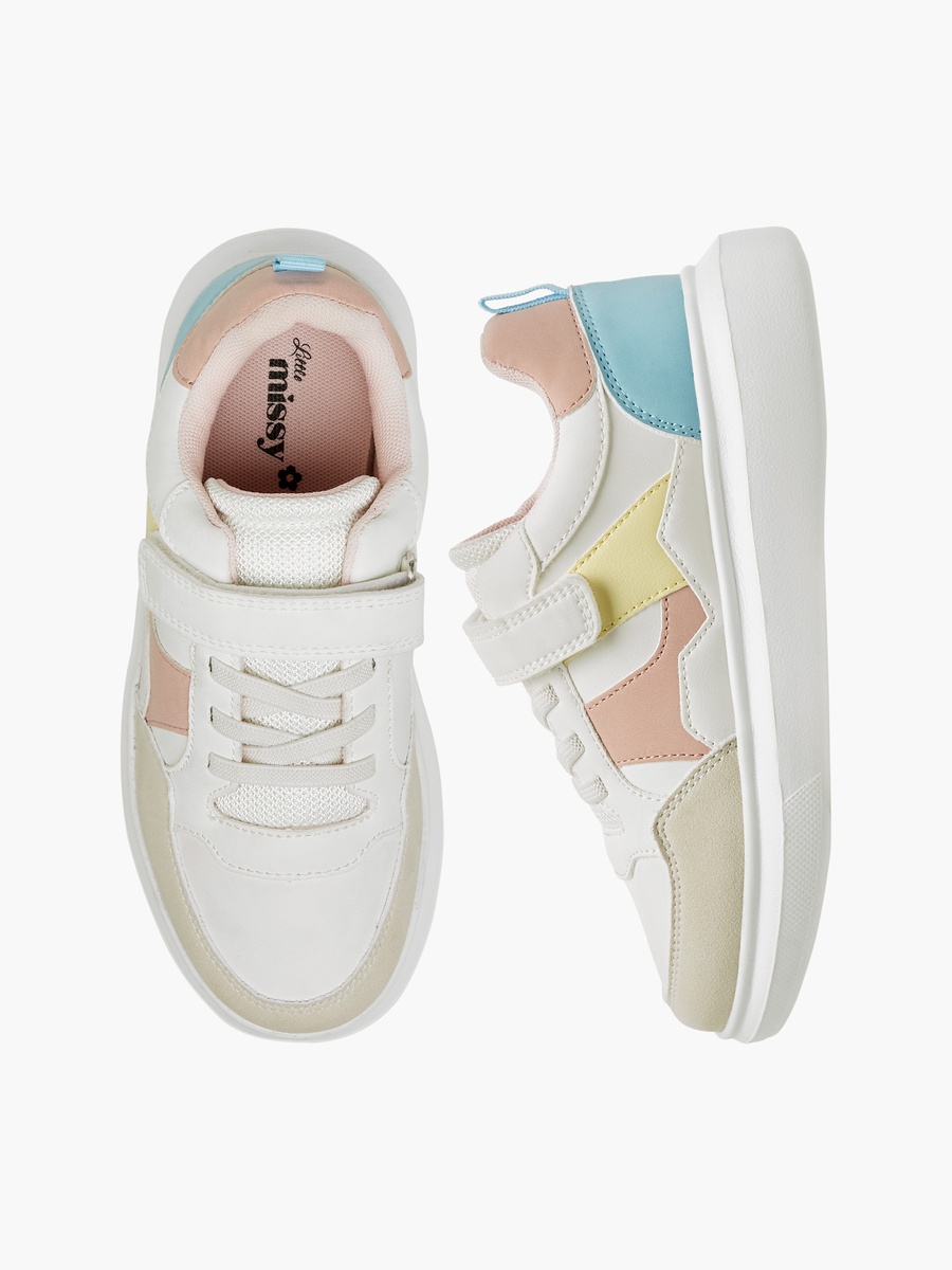 Colourblock Sneakers with Hook and Loop Closure