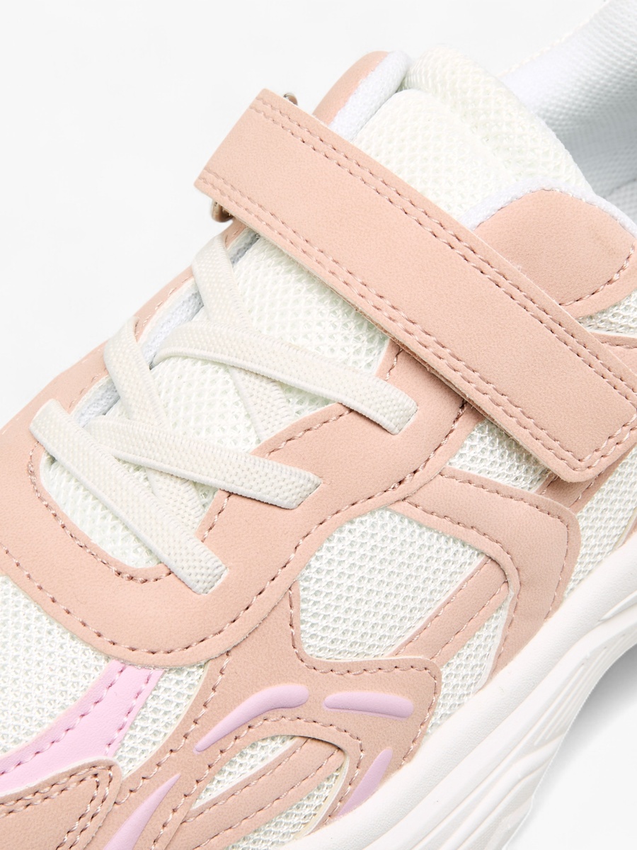 Panelled Sneakers with Hook and Loop Closure