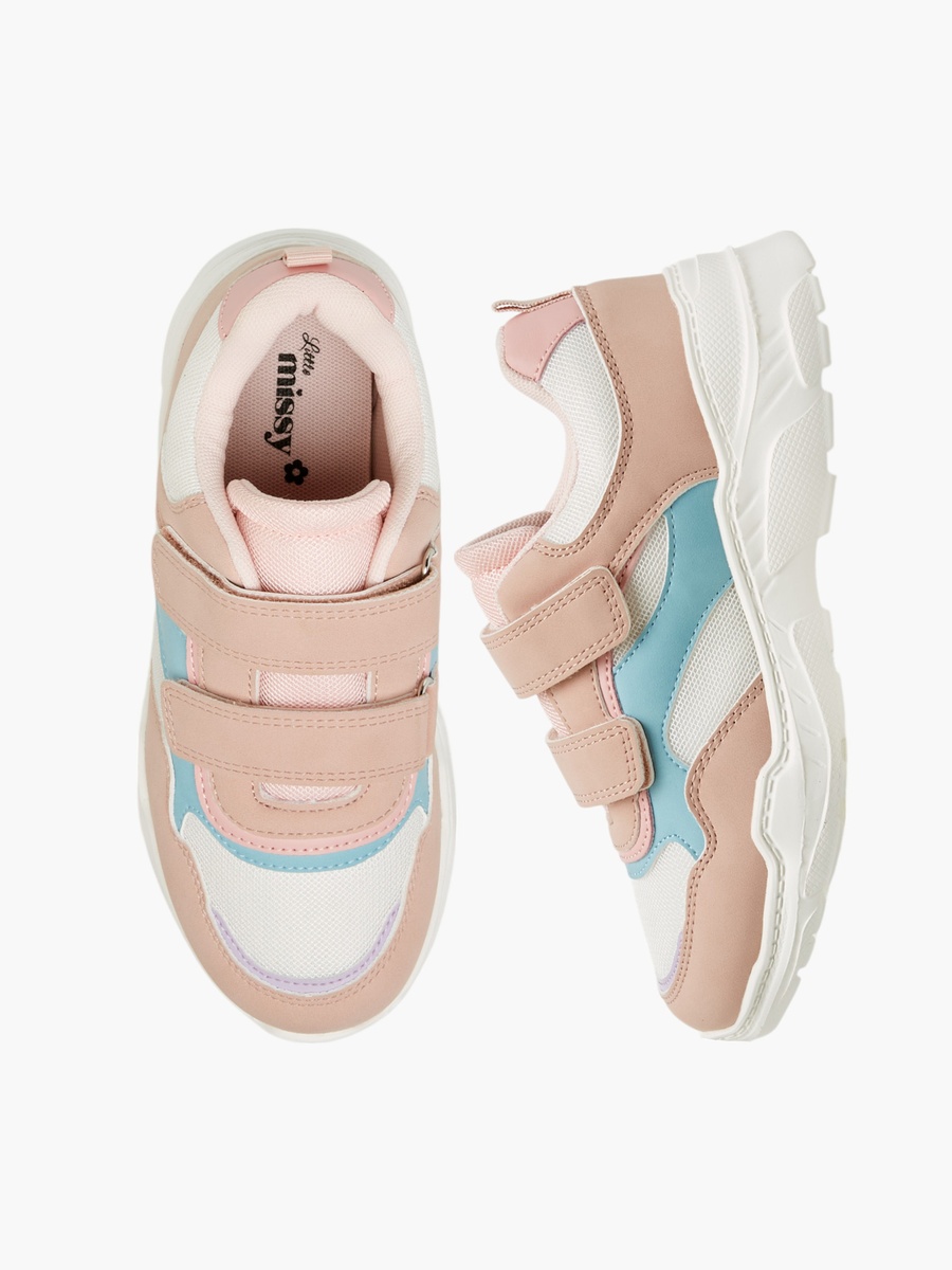 Colourblock Sneakers with Hook and Loop Closure