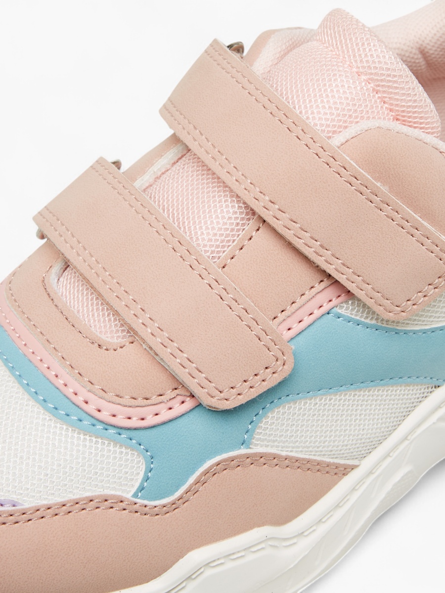 Colourblock Sneakers with Hook and Loop Closure