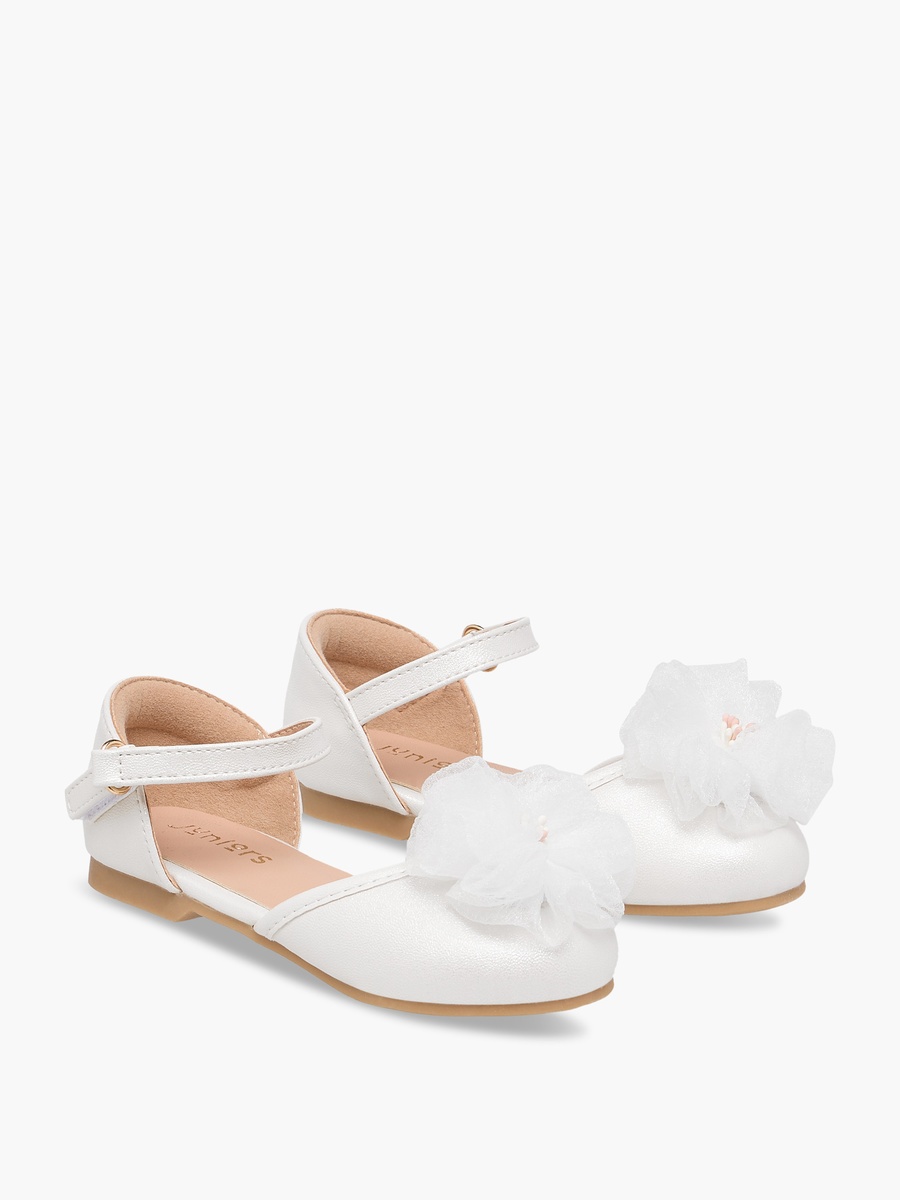 Floral Accent Ballerina Shoes with Hook and Loop Closure