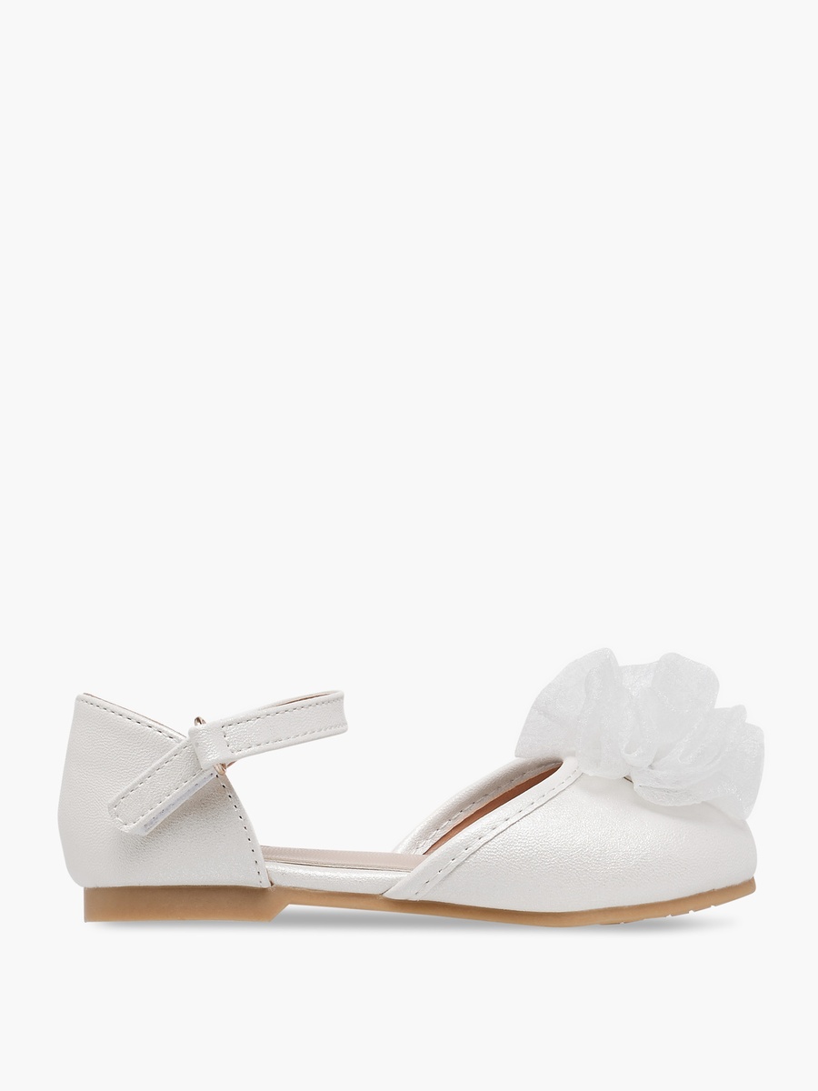 Floral Accent Ballerina Shoes with Hook and Loop Closure