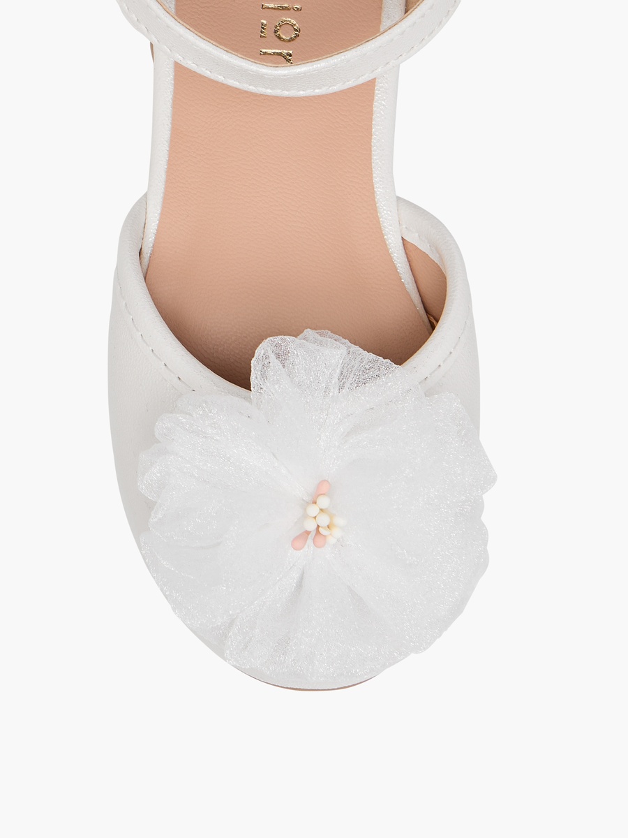Floral Accent Ballerina Shoes with Hook and Loop Closure