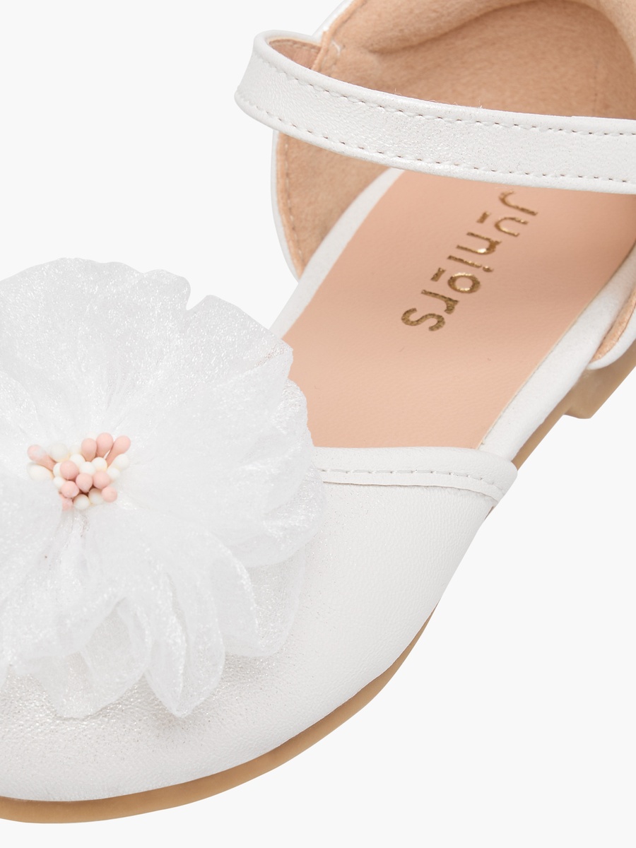 Floral Accent Ballerina Shoes with Hook and Loop Closure