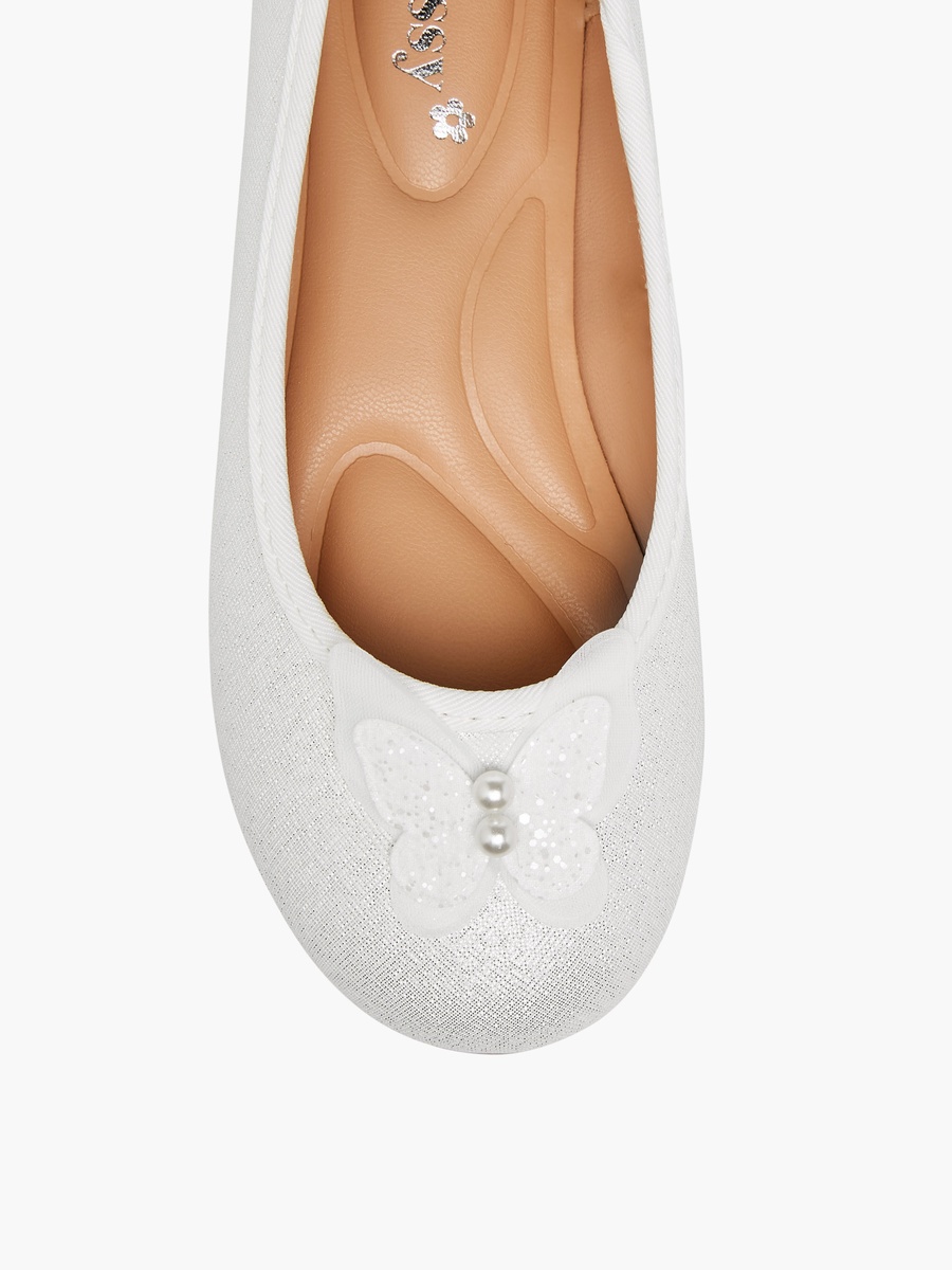 Butterfly Accent Slip-On Ballerina Shoes