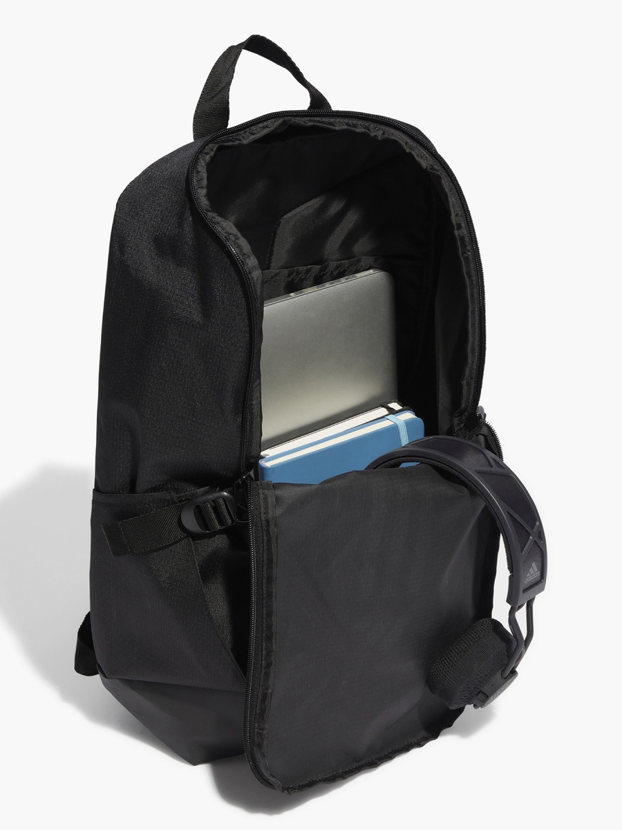Logo Striped School Backpack with Adjustable Shoulder Straps - 16x30x46 cm