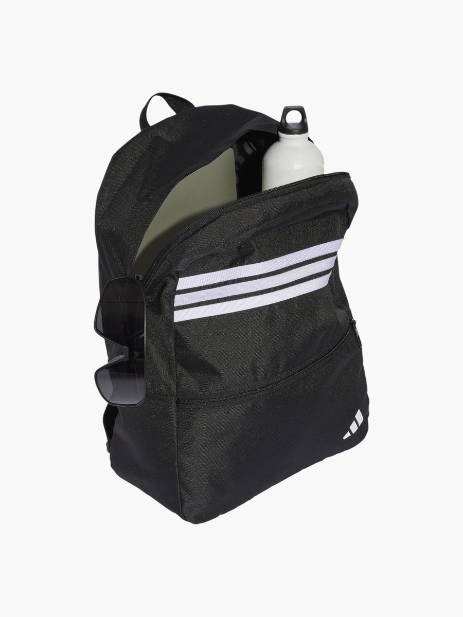 Logo Print School Backpack with Adjustable Straps and Zip Closure
