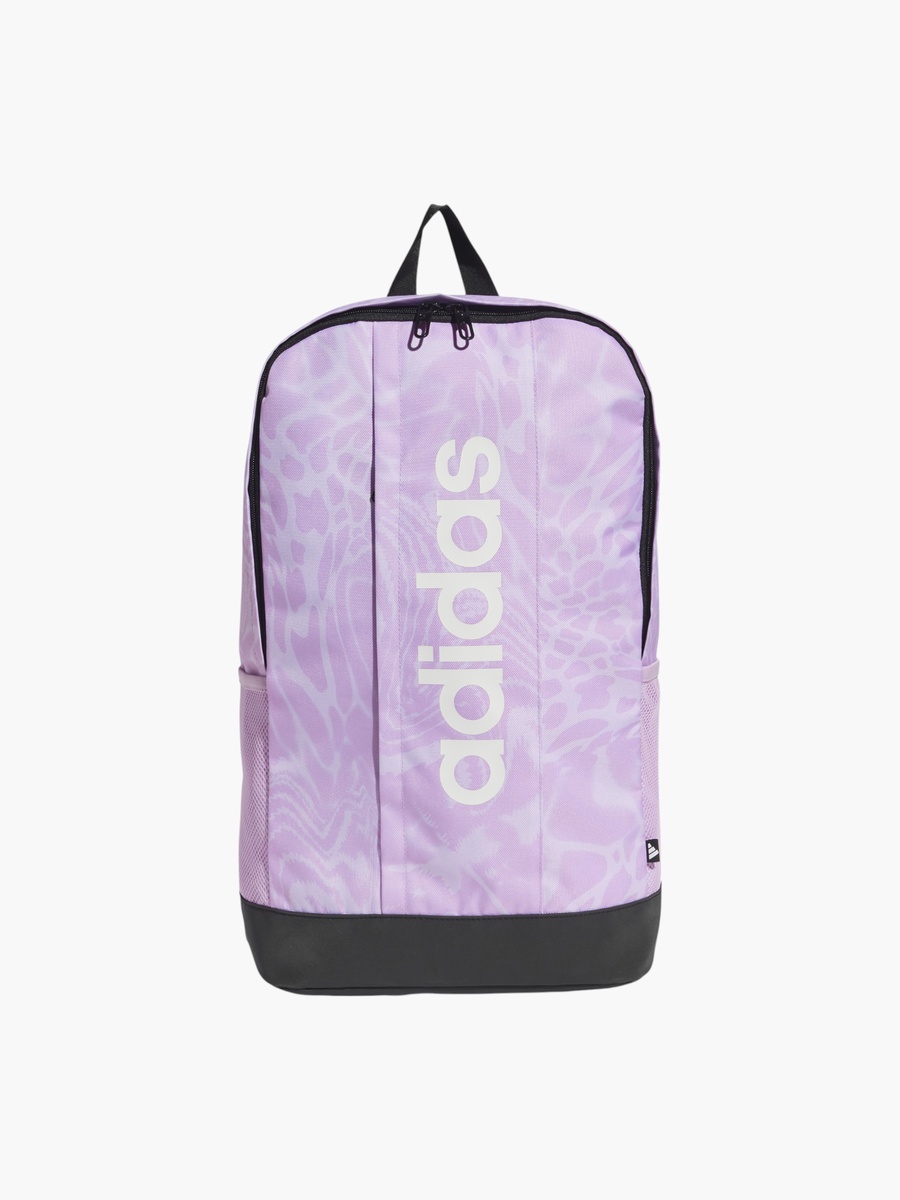 Logo Print School Backpack with Adjustable Straps and Zip Closure