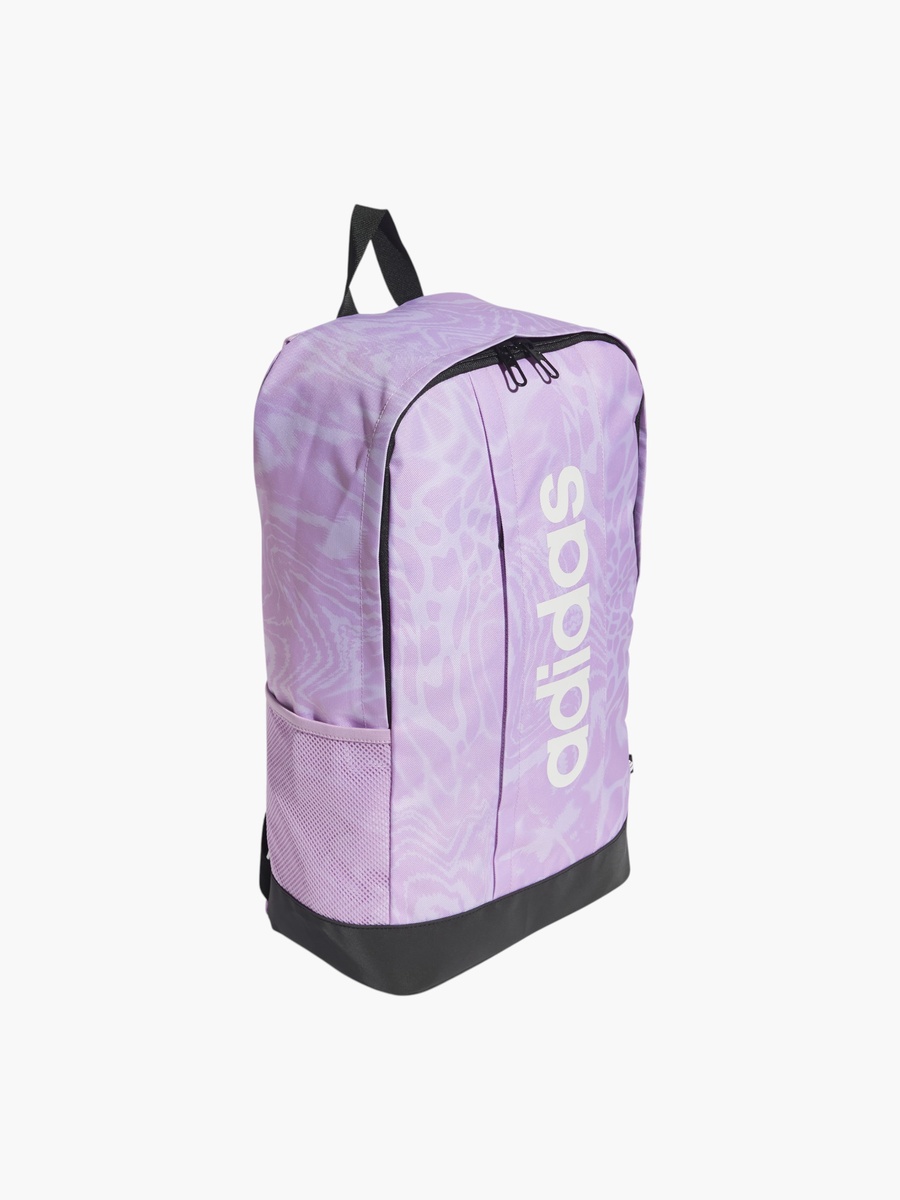Logo Print School Backpack with Adjustable Straps and Zip Closure