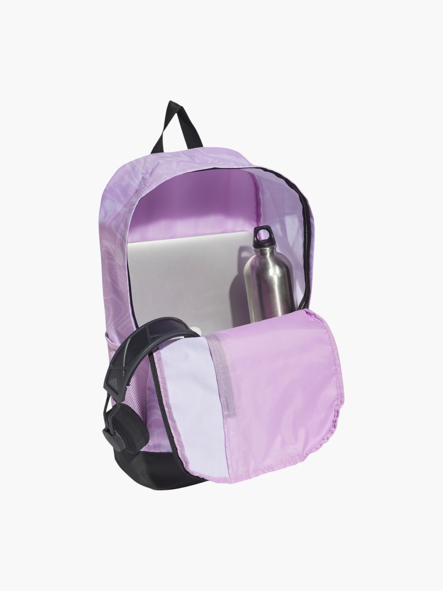 Logo Print School Backpack with Adjustable Straps and Zip Closure
