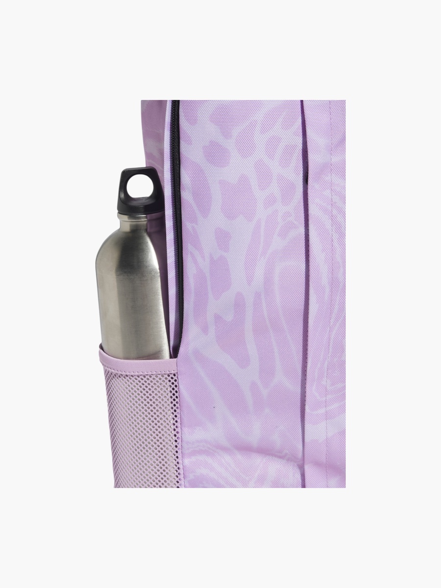 Logo Print School Backpack with Adjustable Straps and Zip Closure