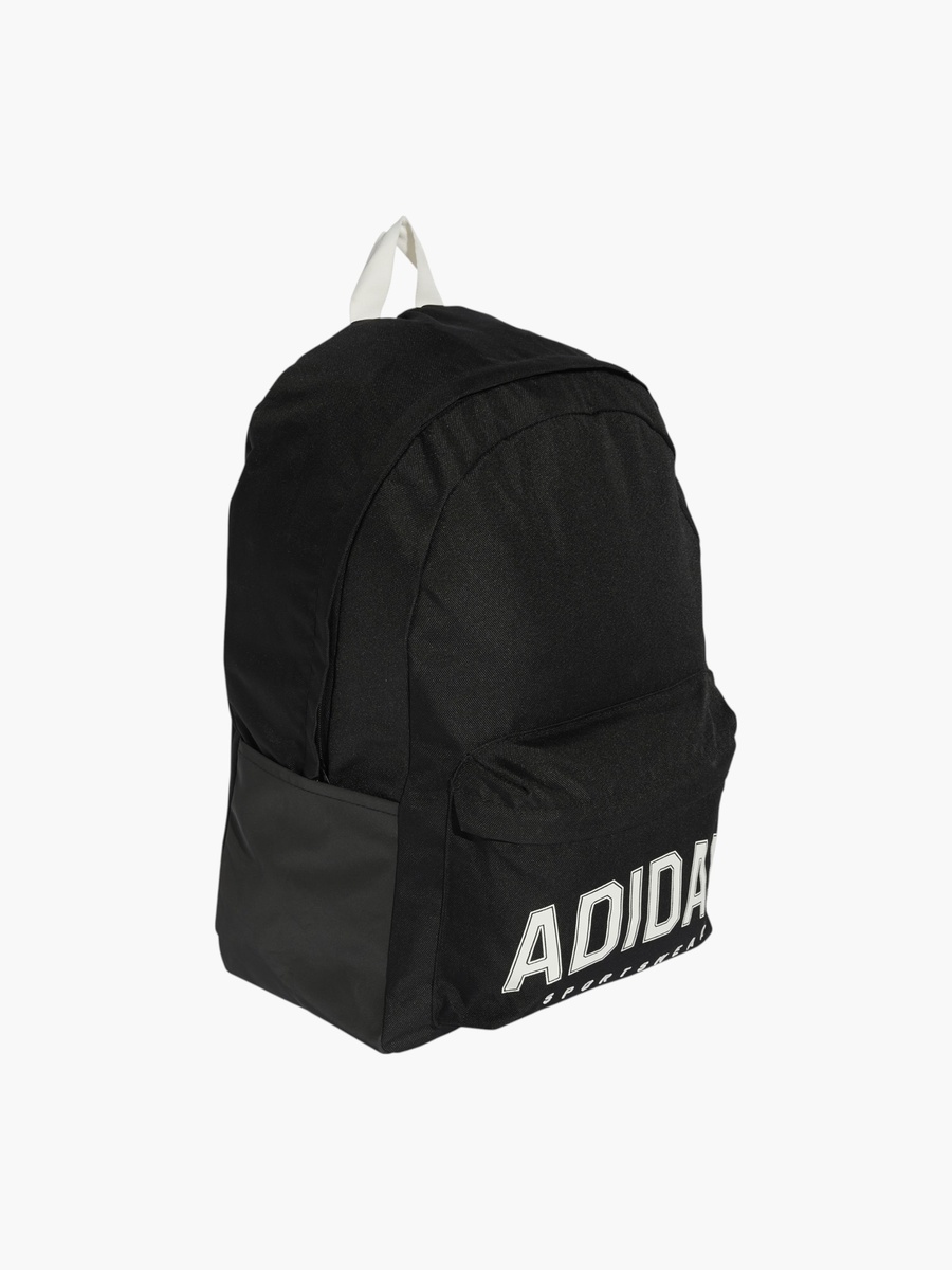 Logo Print School Backpack with Adjustable Straps and Zip Closure