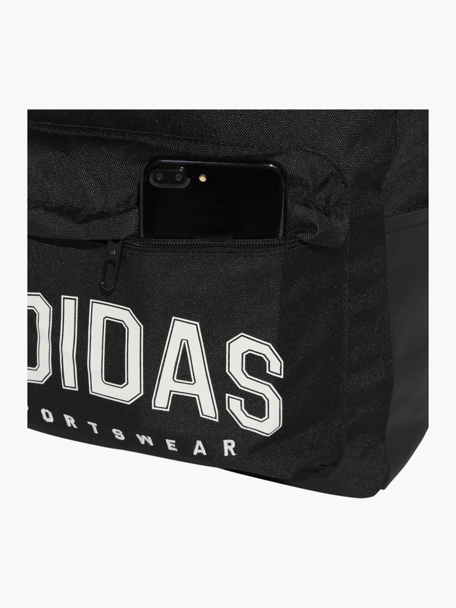 Logo Print School Backpack with Adjustable Straps and Zip Closure