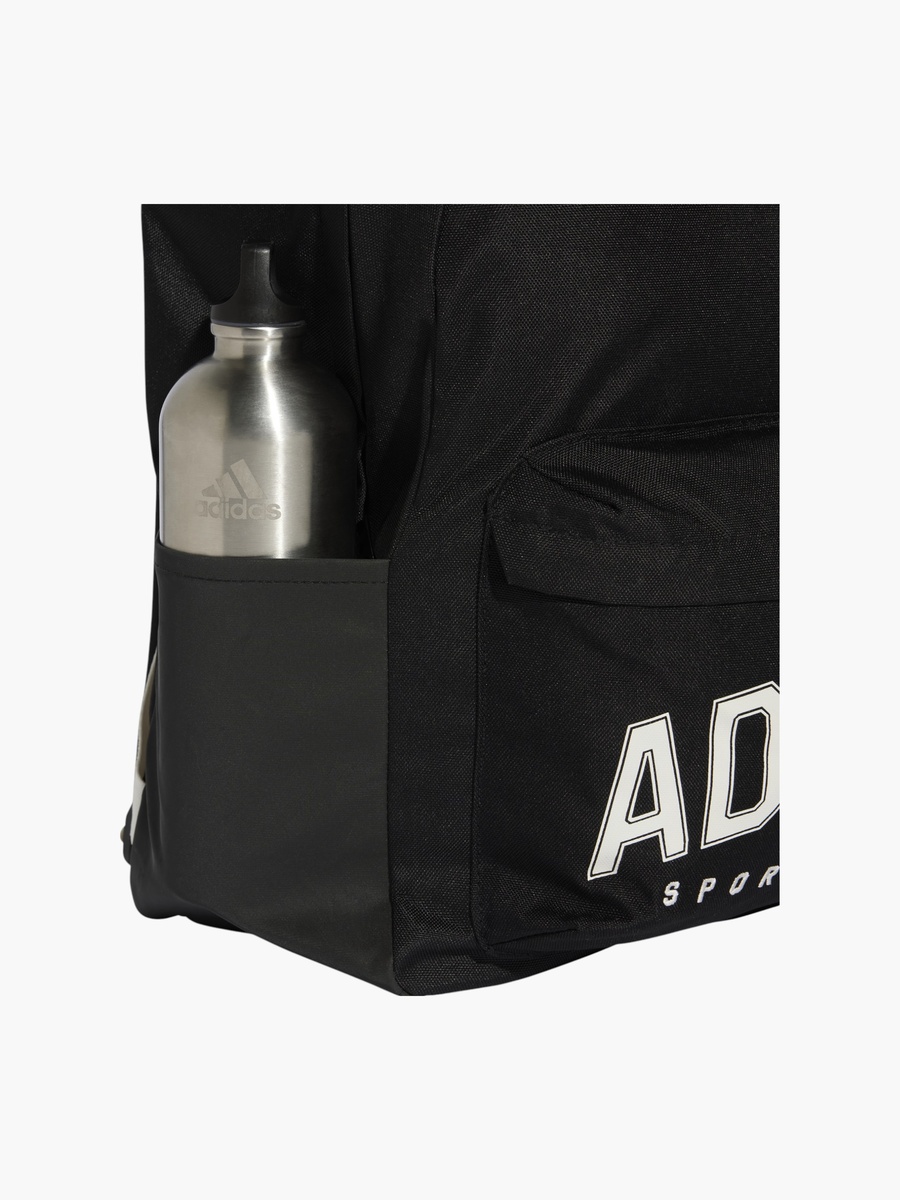 Logo Print School Backpack with Adjustable Straps and Zip Closure