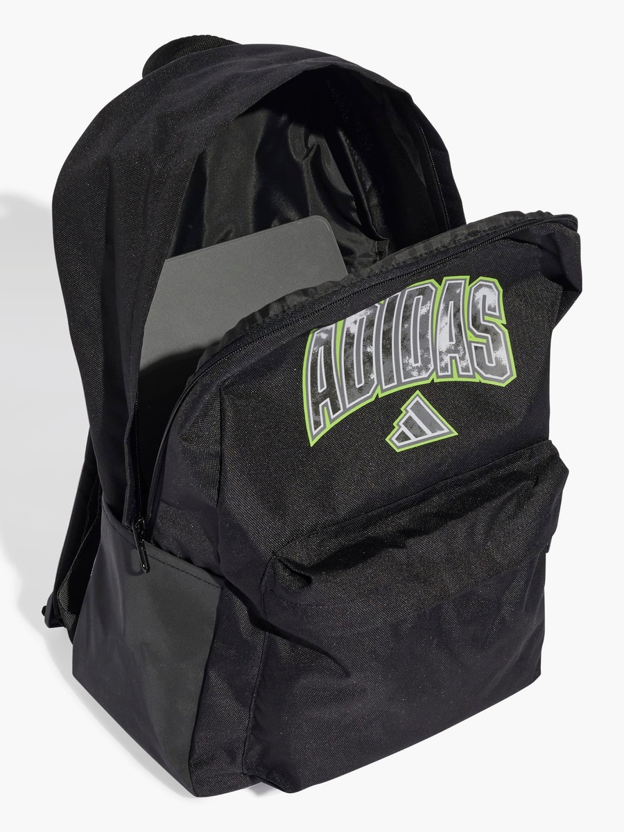 Logo Print Backpack with Adjustable Shoulder Straps