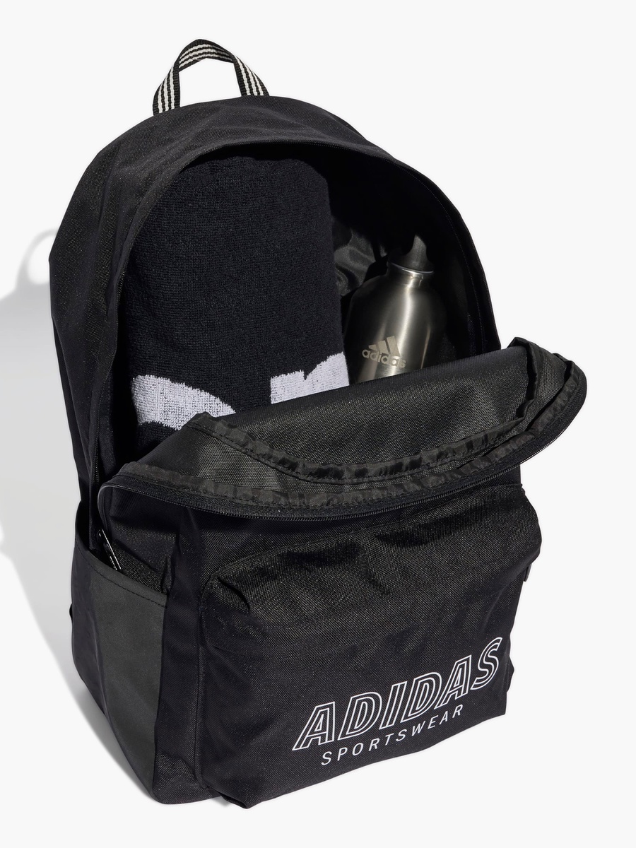 Logo Print School Backpack with Adjustable Shoulder Straps