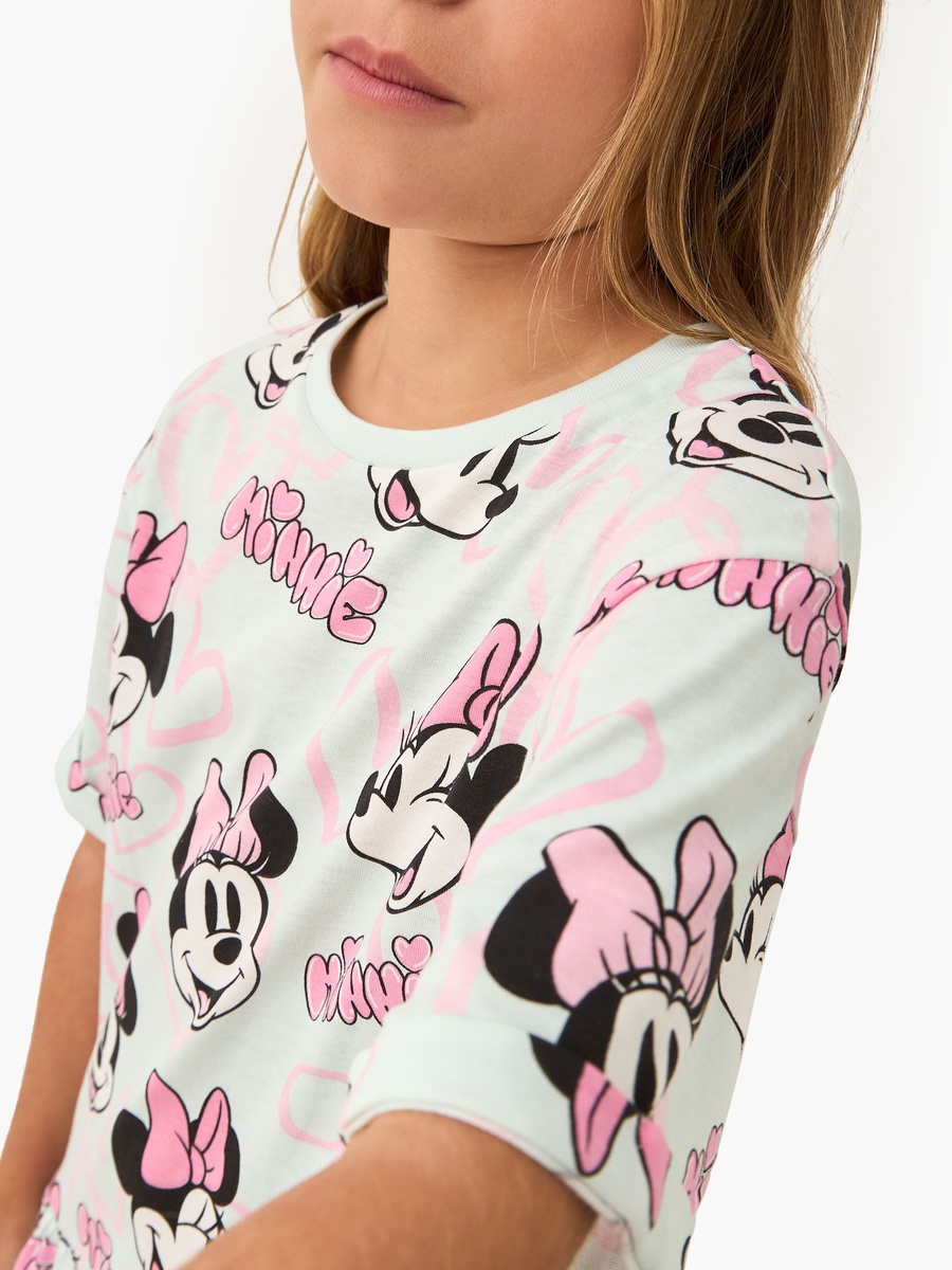 All-Over Minnie Mouse Print Dress with Short Sleeves