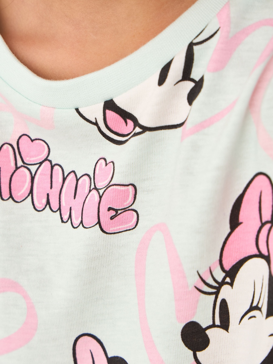 All-Over Minnie Mouse Print Dress with Short Sleeves