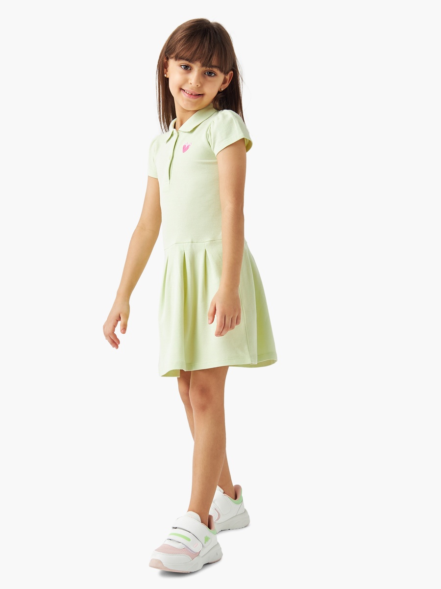 Heart Embroidered Polo Dress with Short Sleeves