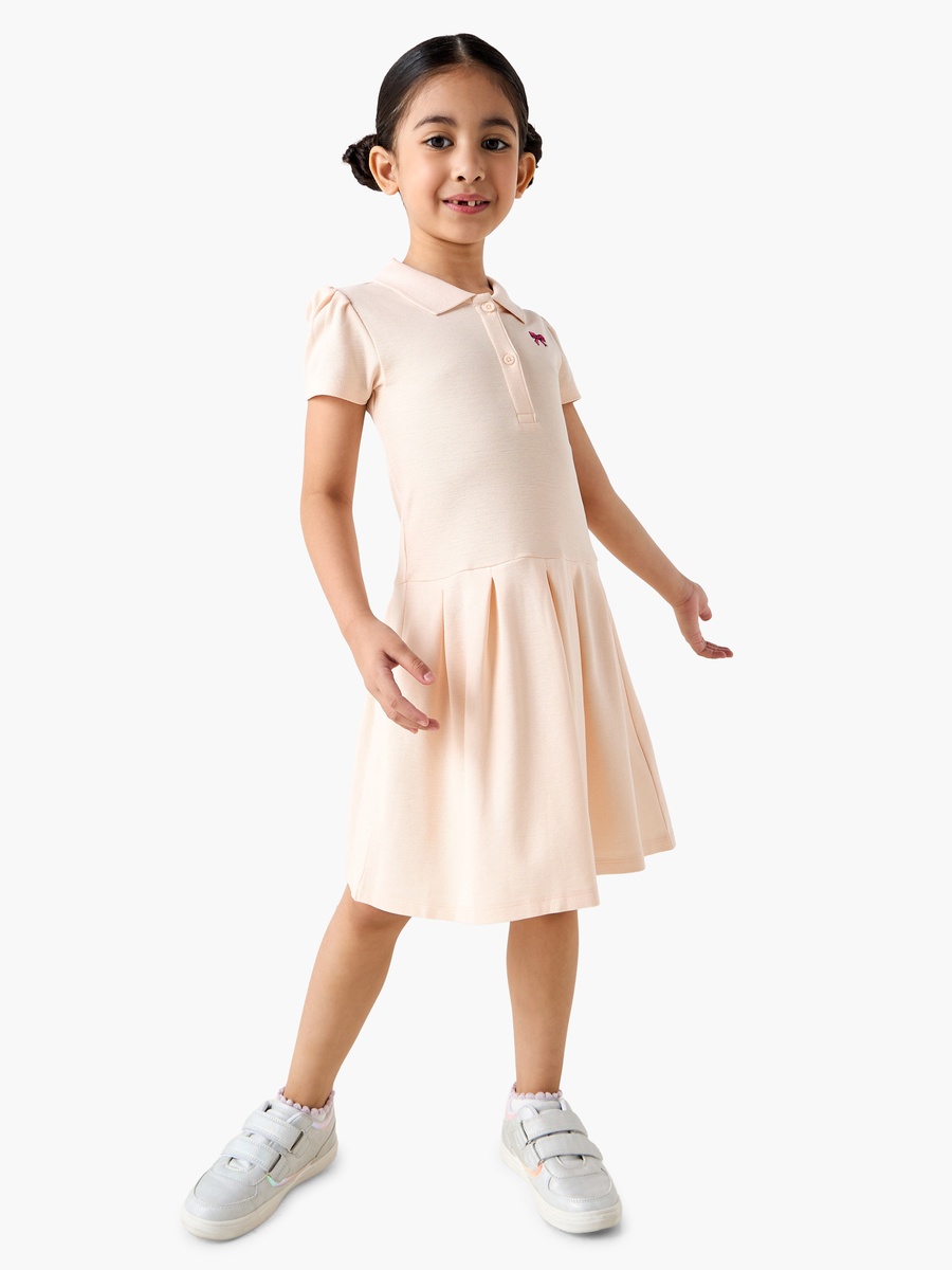 Bow Detail Polo Dress with Short Sleeves