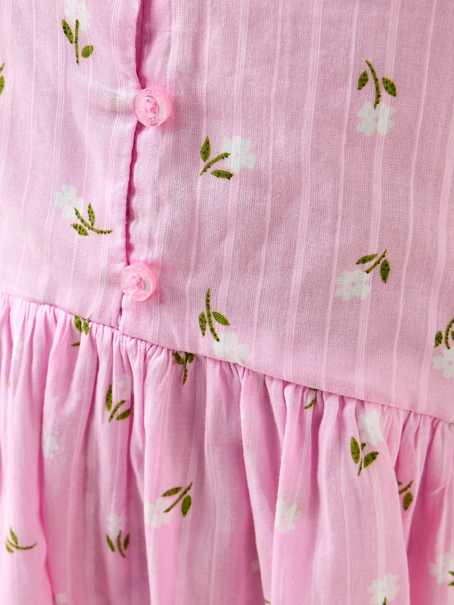 All-Over Floral Print V-neck Dress with Flutter Sleeves