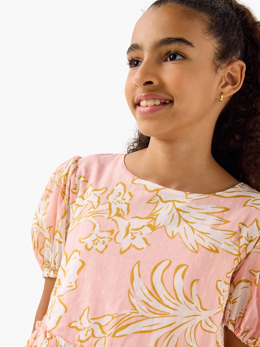 Floral Print Dress with Short Sleeves