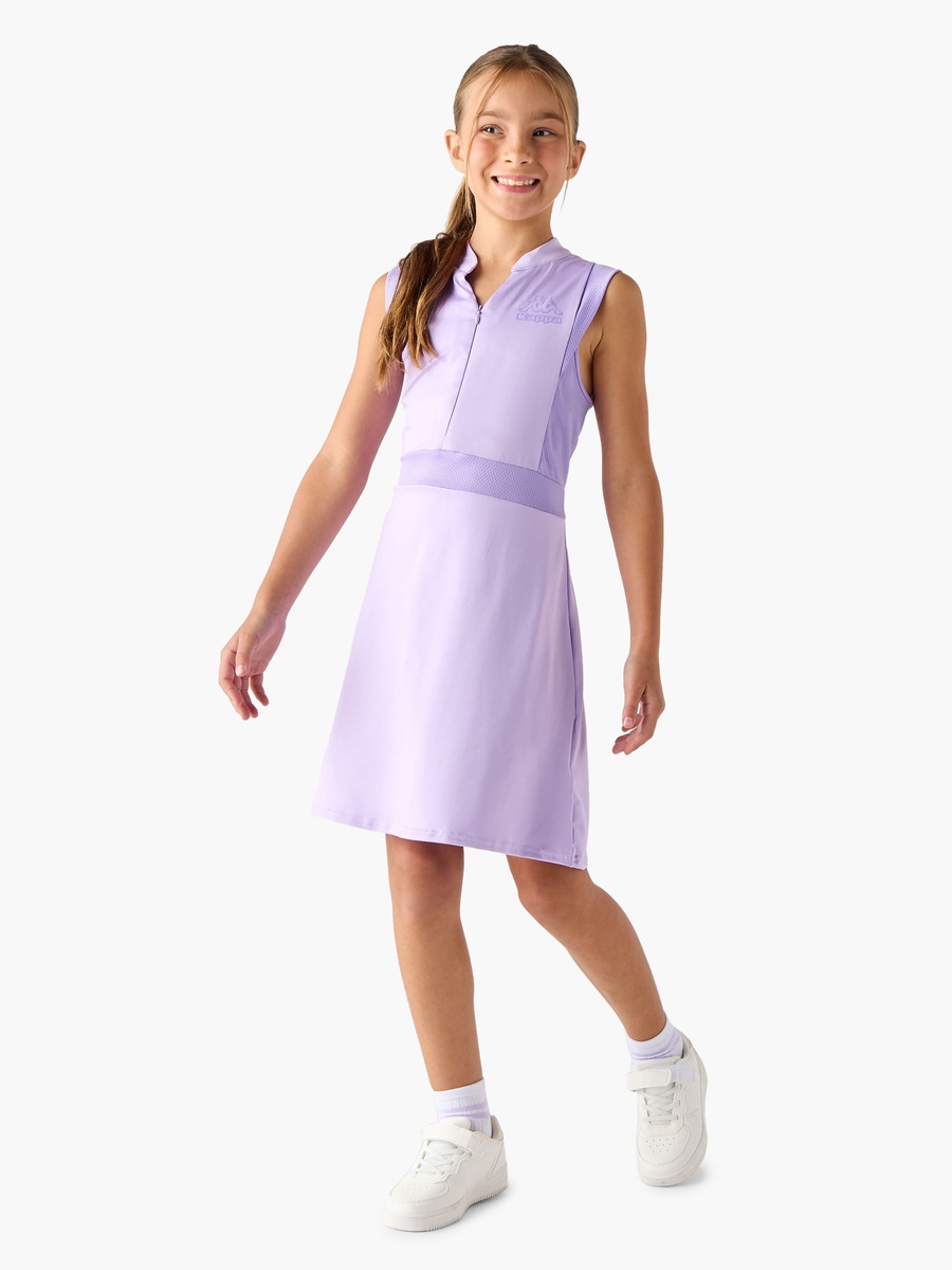 Logo Print Sleeveless Dress with Collar and Zip Closure