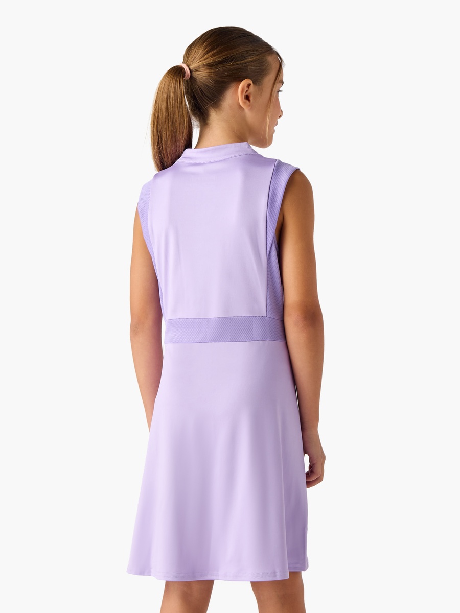 Logo Print Sleeveless Dress with Collar and Zip Closure