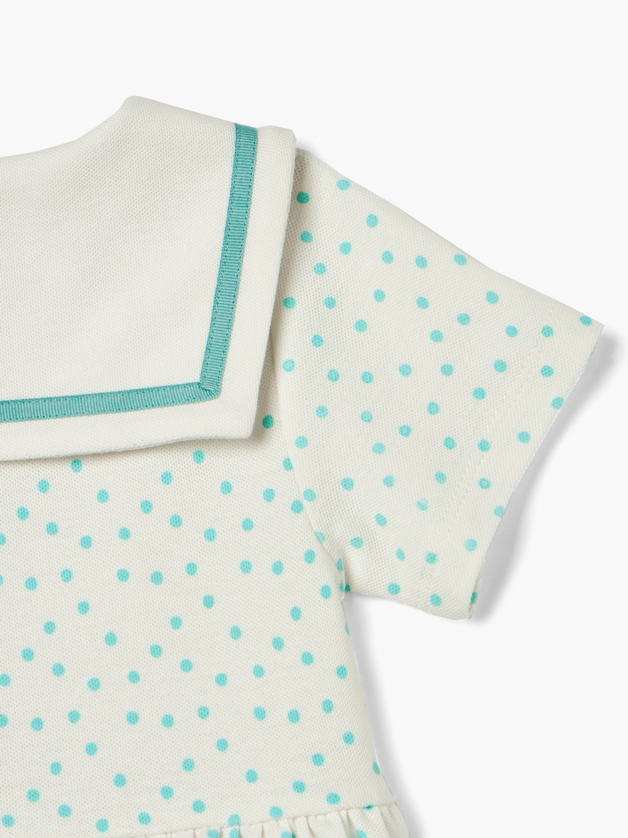 All-Over Polka Dot Print Polo Dress with Short Sleeves