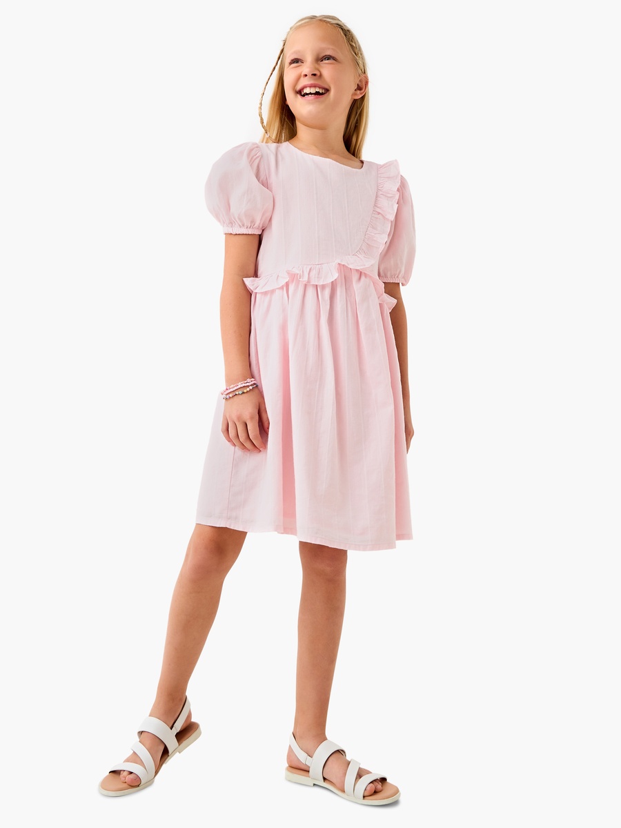 Solid Dress with Ruffle Detail and Short Sleeves