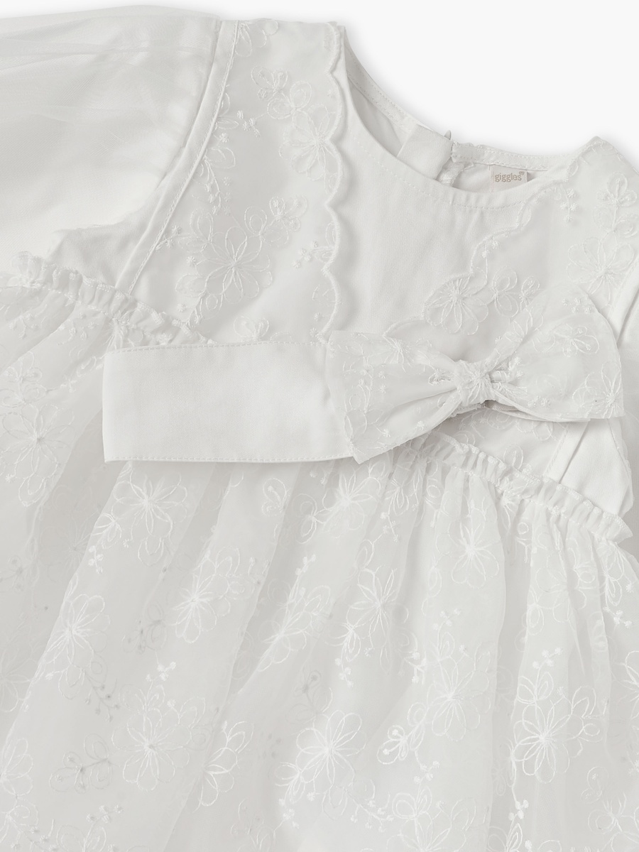 Floral Embroidered Dress with Headband