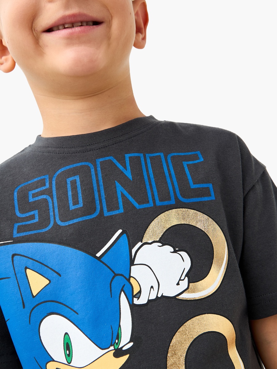 Sonic the Hedgehog Graphic Print T-Shirt with Short Sleeves