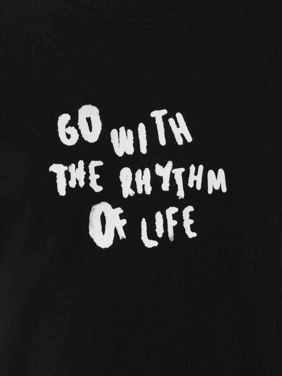 Slogan Print T-Shirt with Short Sleeves