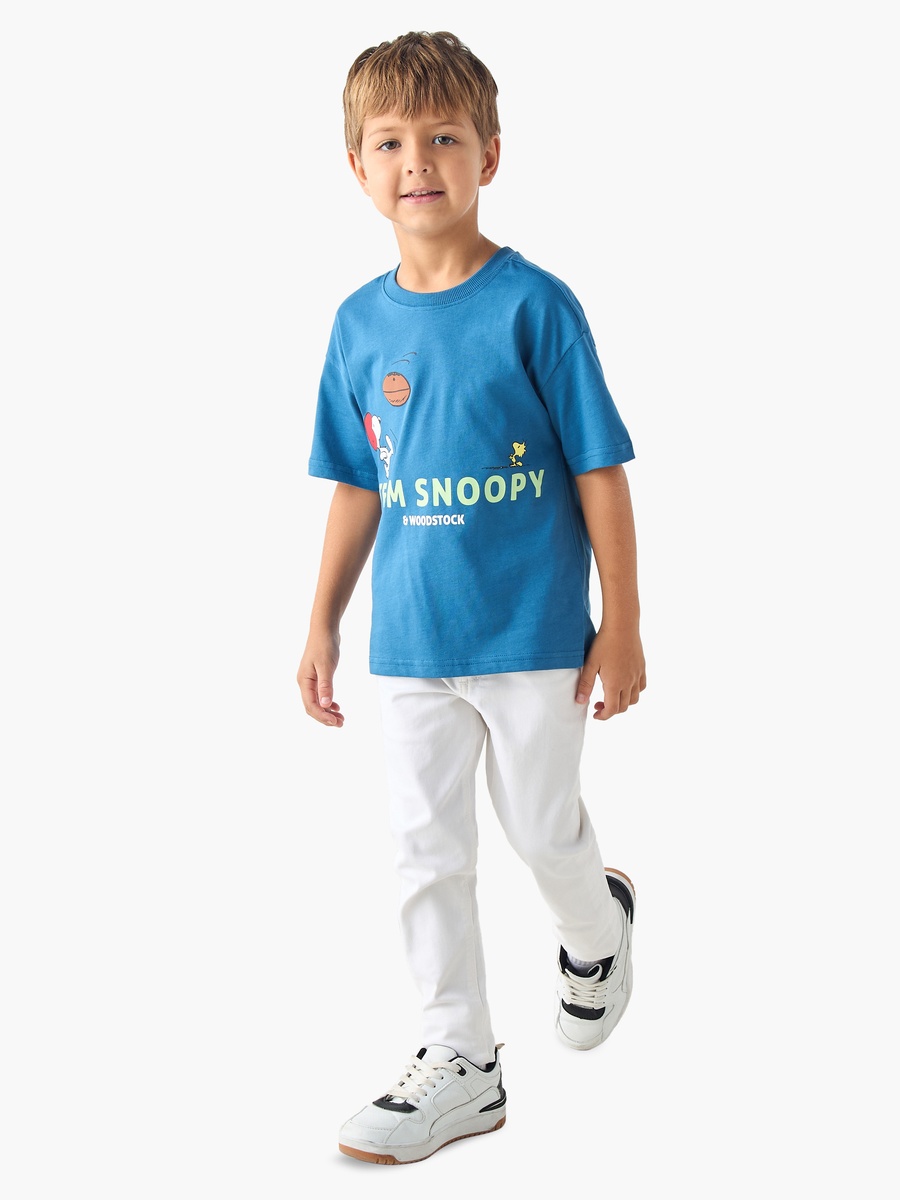 Peanuts Print T-Shirt with Short Sleeves