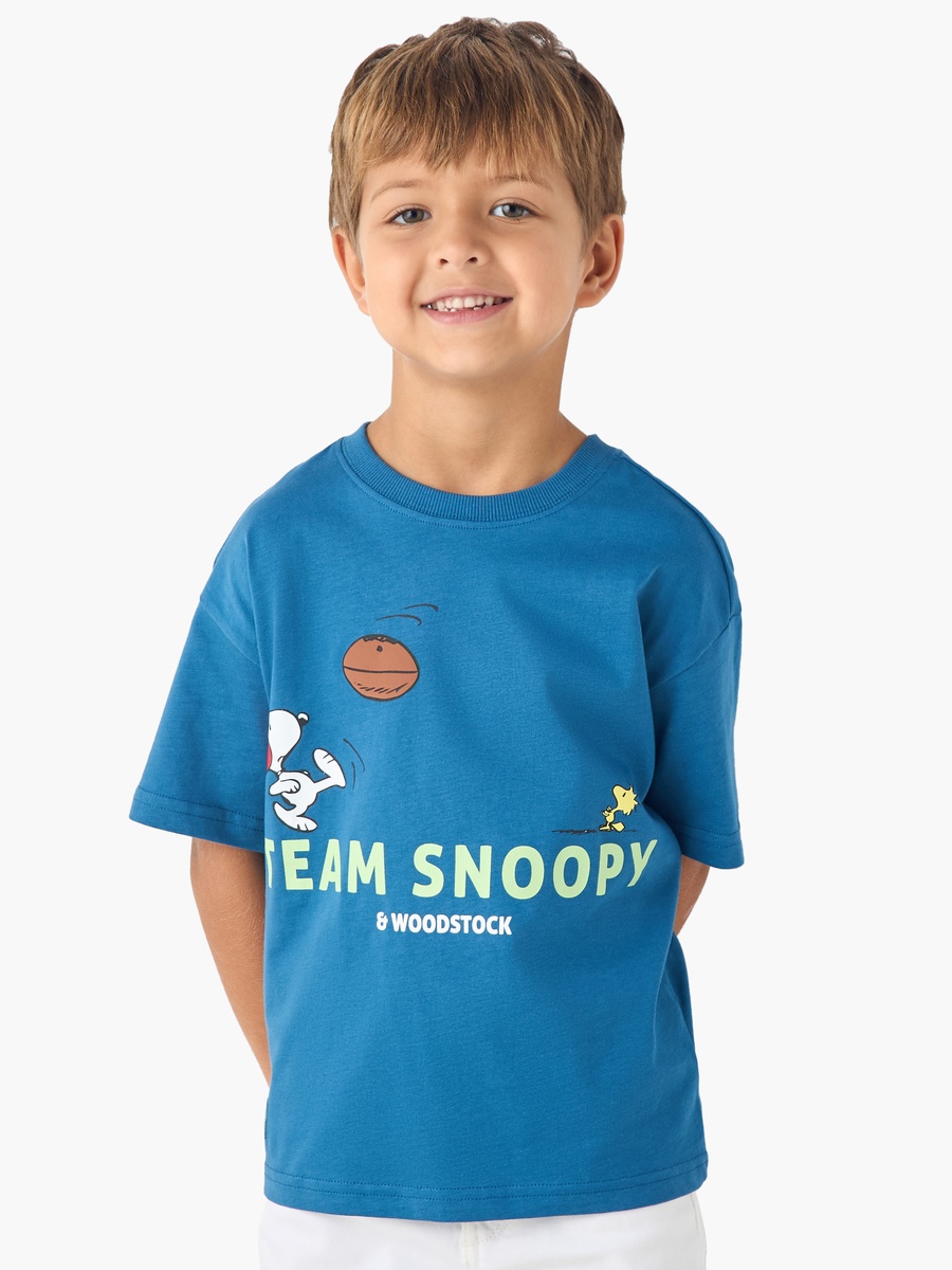 Peanuts Print T-Shirt with Short Sleeves