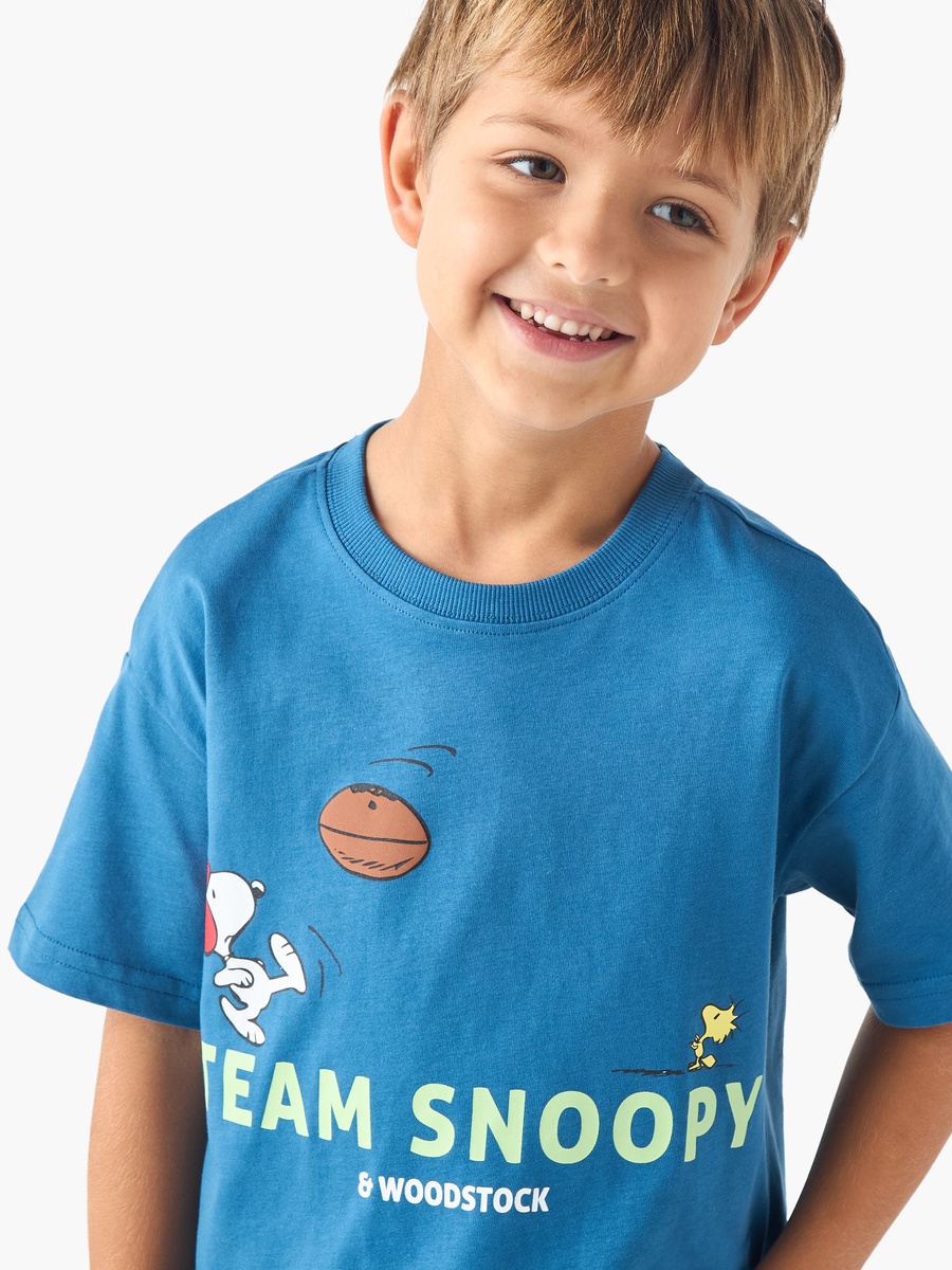Peanuts Print T-Shirt with Short Sleeves