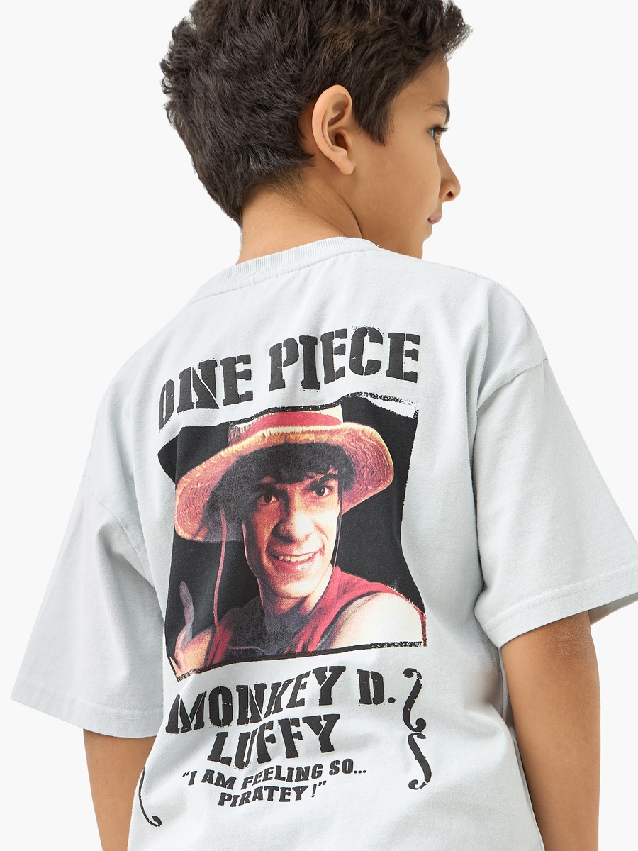 One Piece Print T-Shirt with Short Sleeves