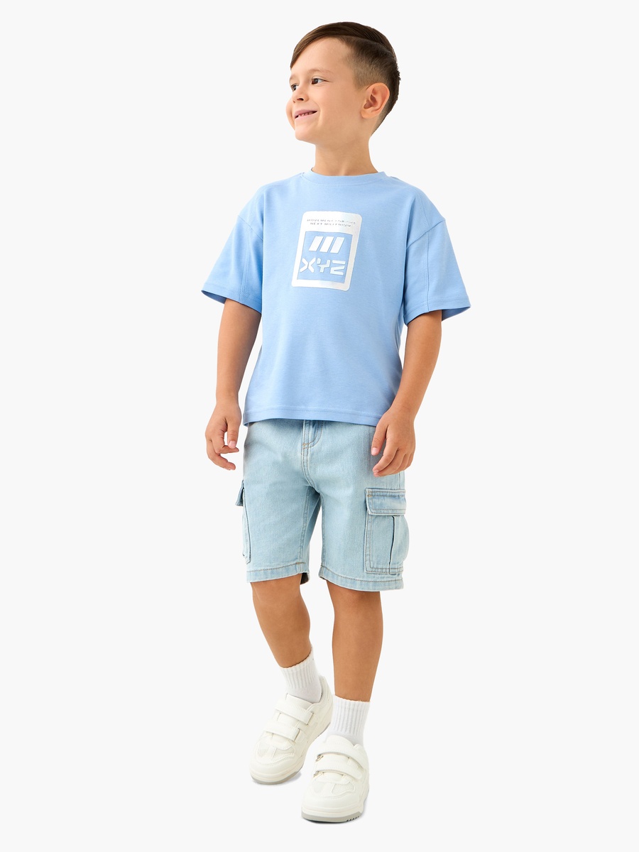 Logo Print Crew Neck T-Shirt with Short Sleeves