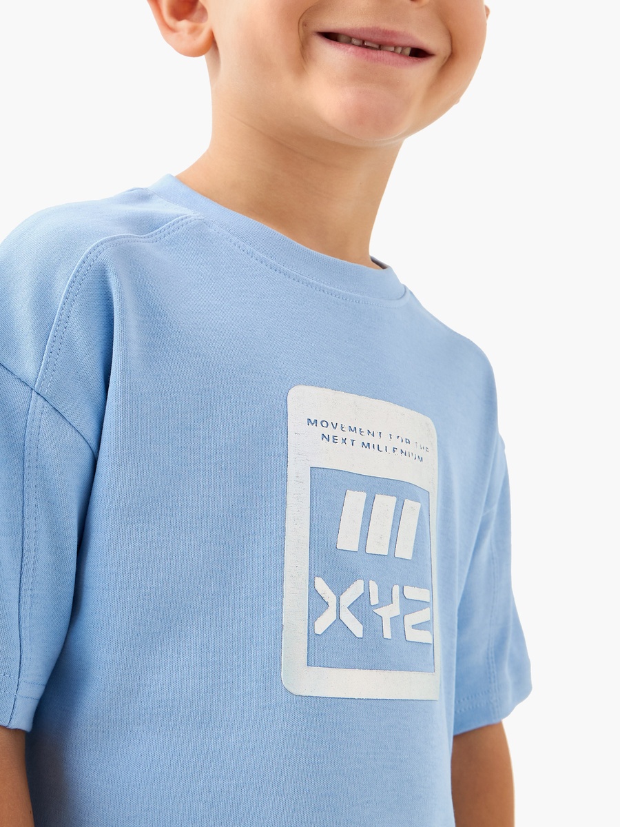 Logo Print Crew Neck T-Shirt with Short Sleeves