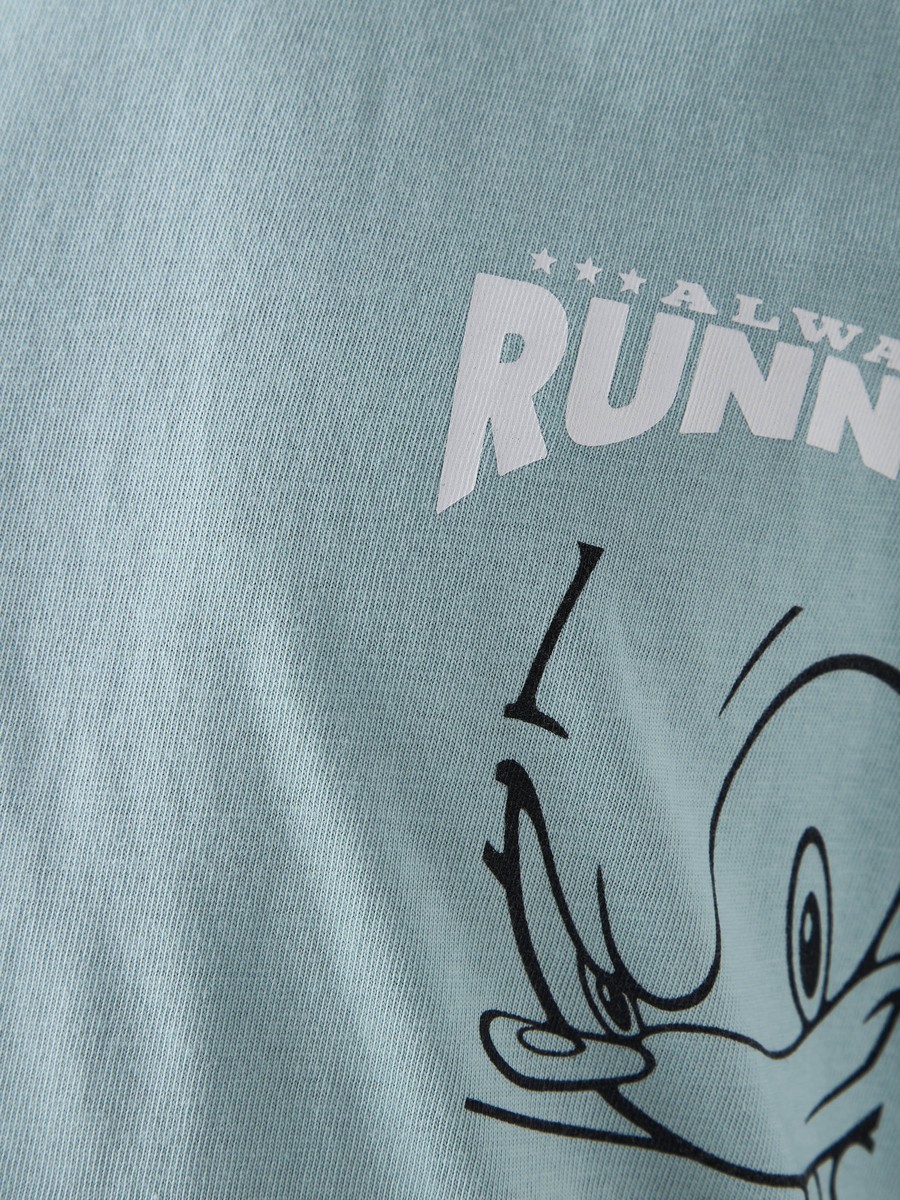 Sonic the Hedgehog Print T-Shirt with Short Sleeves