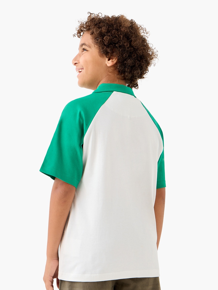 Colourblock Polo T-Shirt with Raglan Sleeves