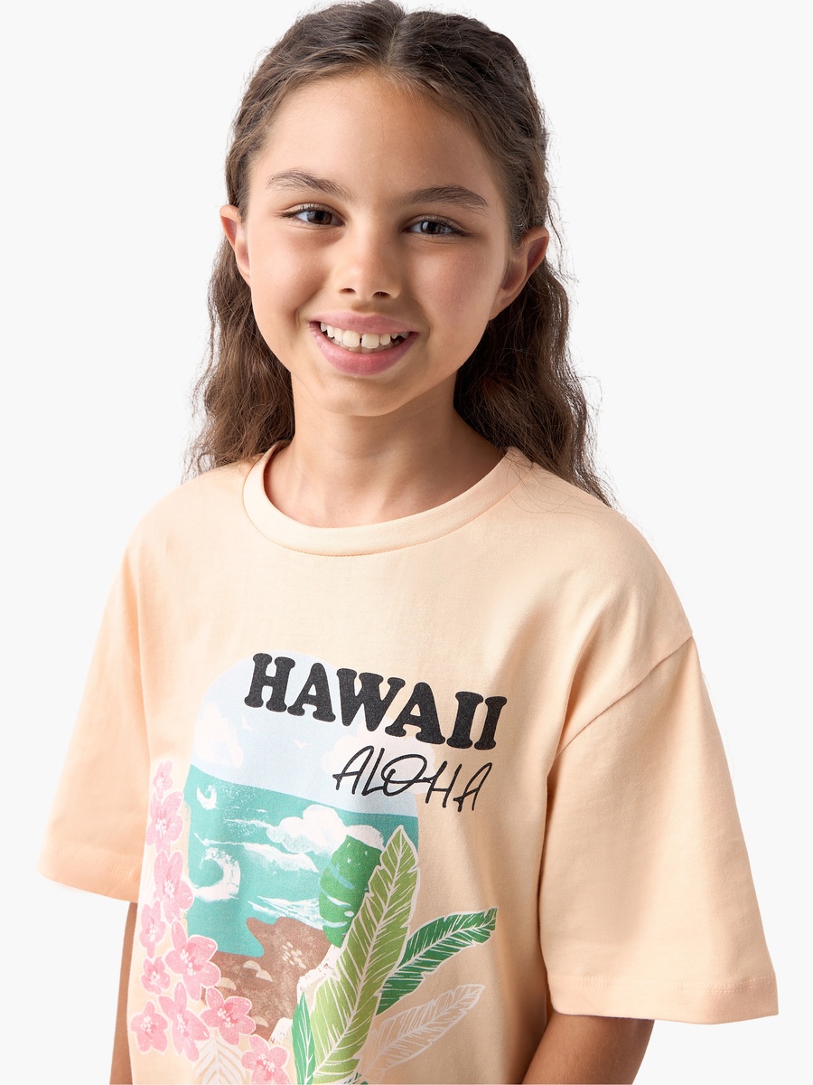 Graphic Print T-Shirt with Crew Neck and Short Sleeves