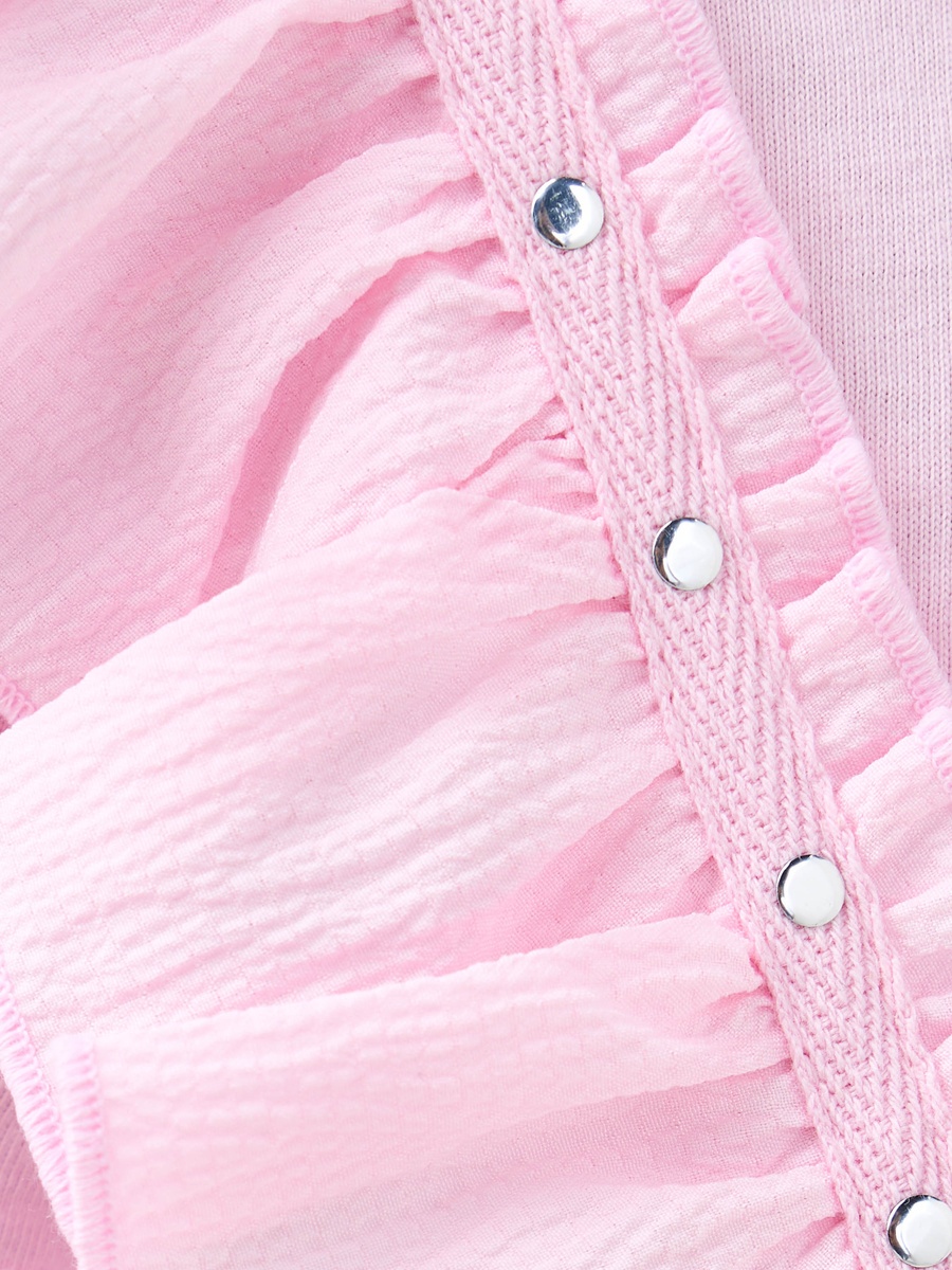 Embellished T-Shirt with Ruffle Detail and Short Sleeves