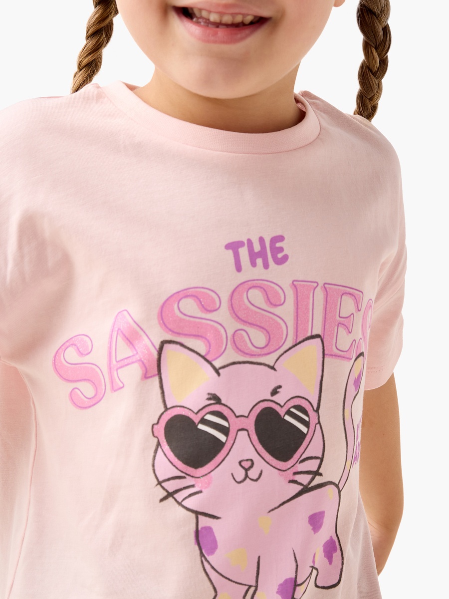 Graphic Print T-Shirt with Short Sleeves