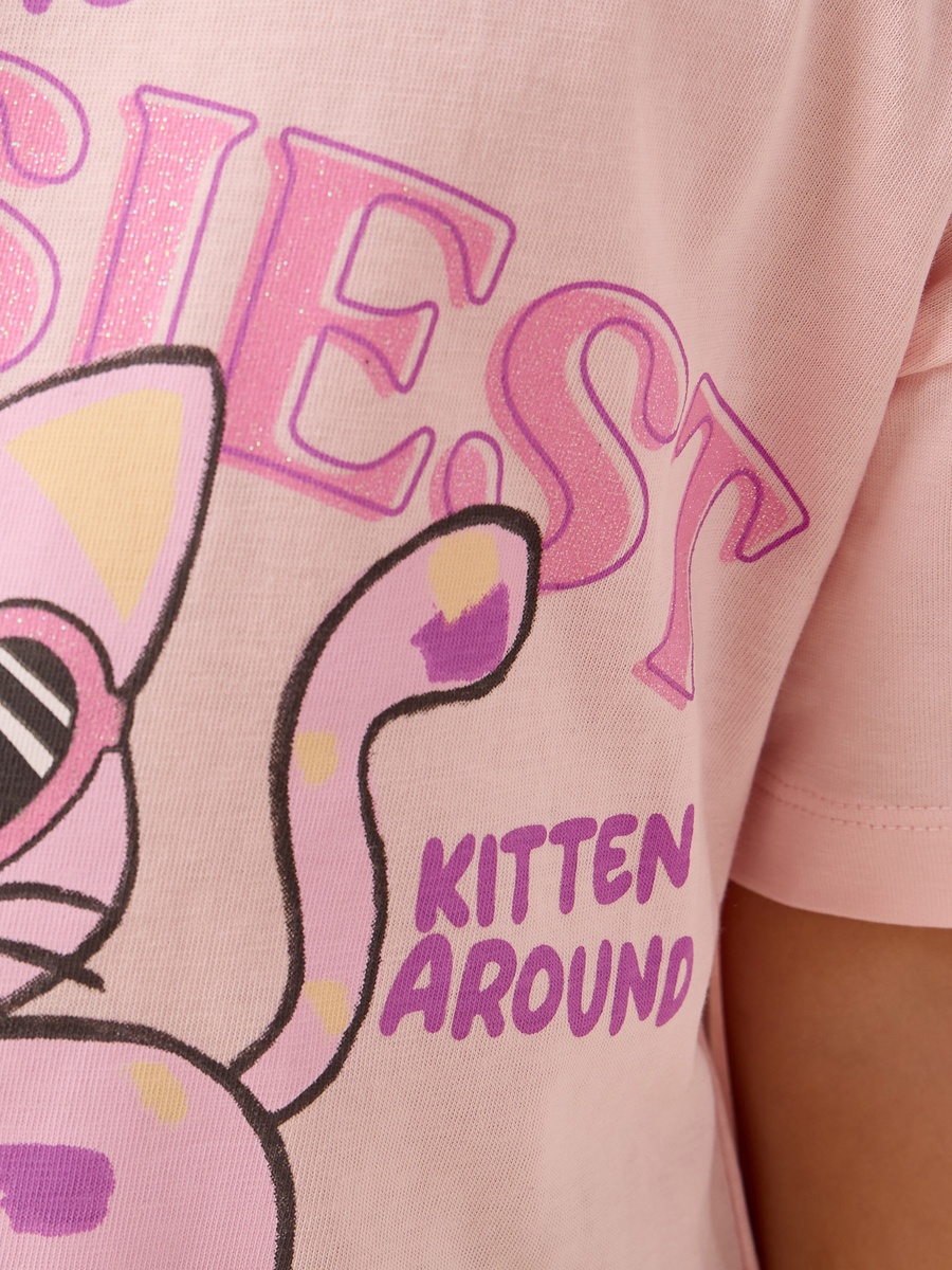 Graphic Print T-Shirt with Short Sleeves